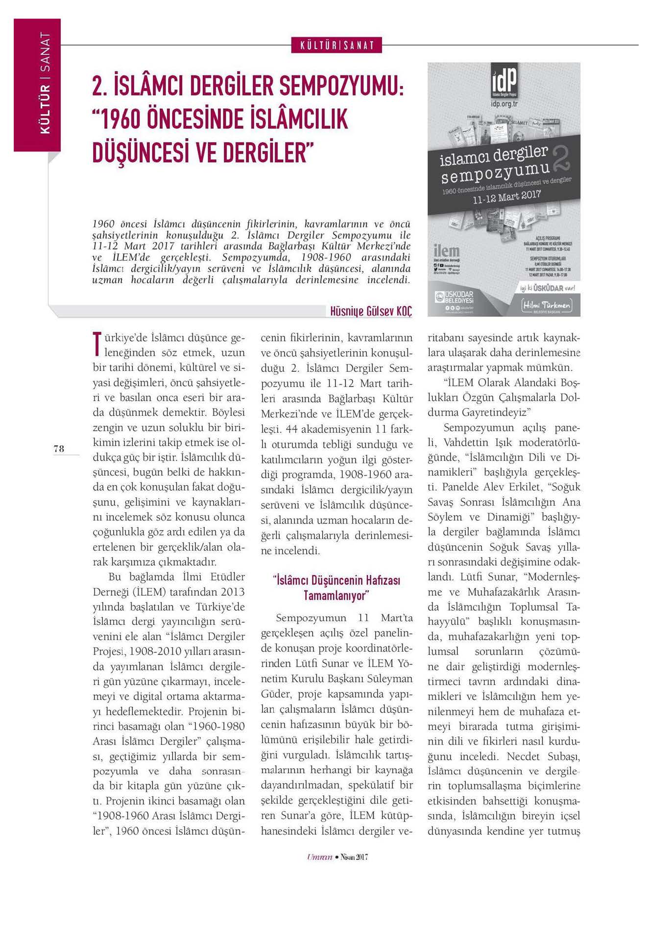 UMRAN DERGİSİNDE 2. İSLAMCI DERGİLER SEMPOZYUMU ELE ALINDI