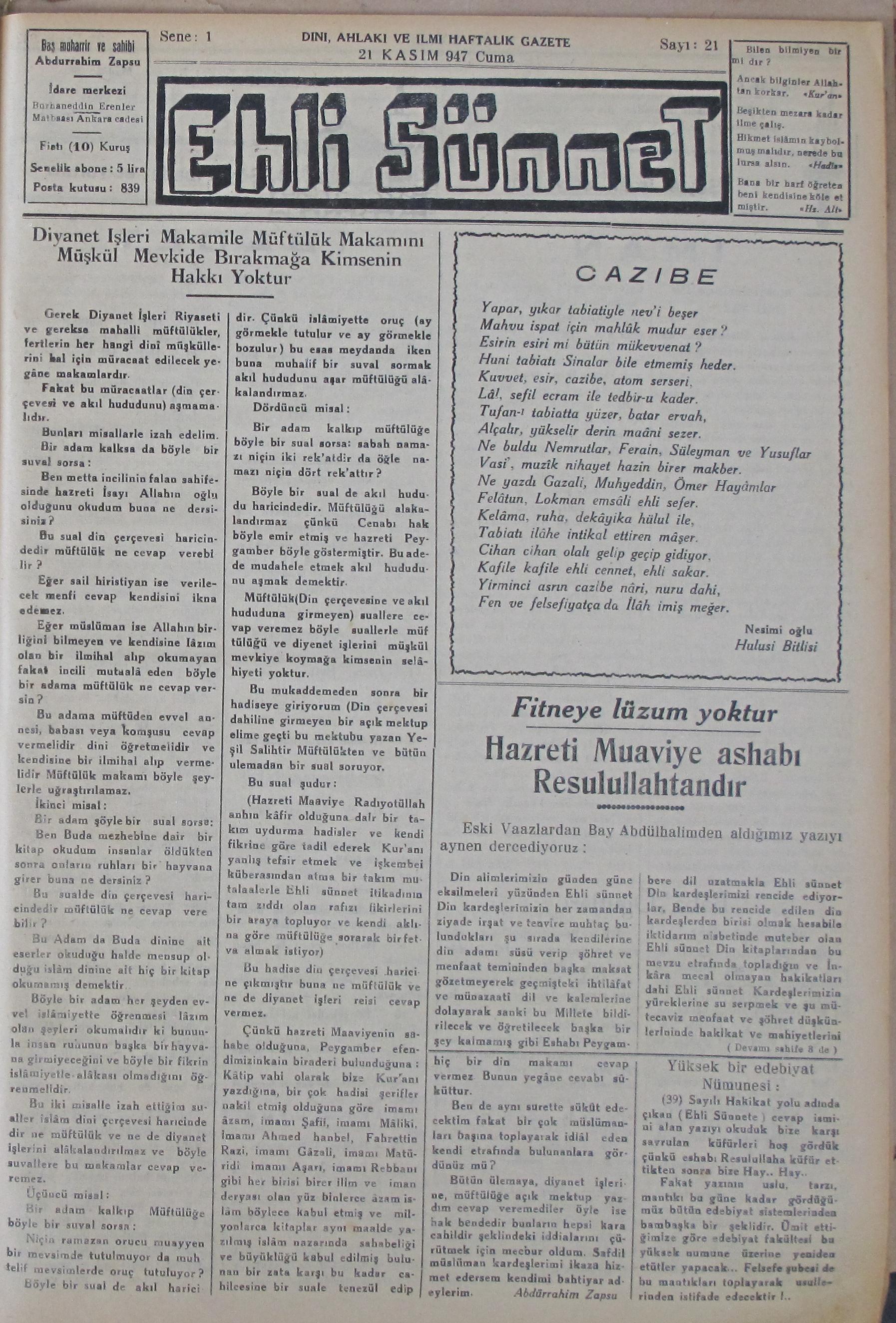 1. Cilt 21. Sayı Kapağı