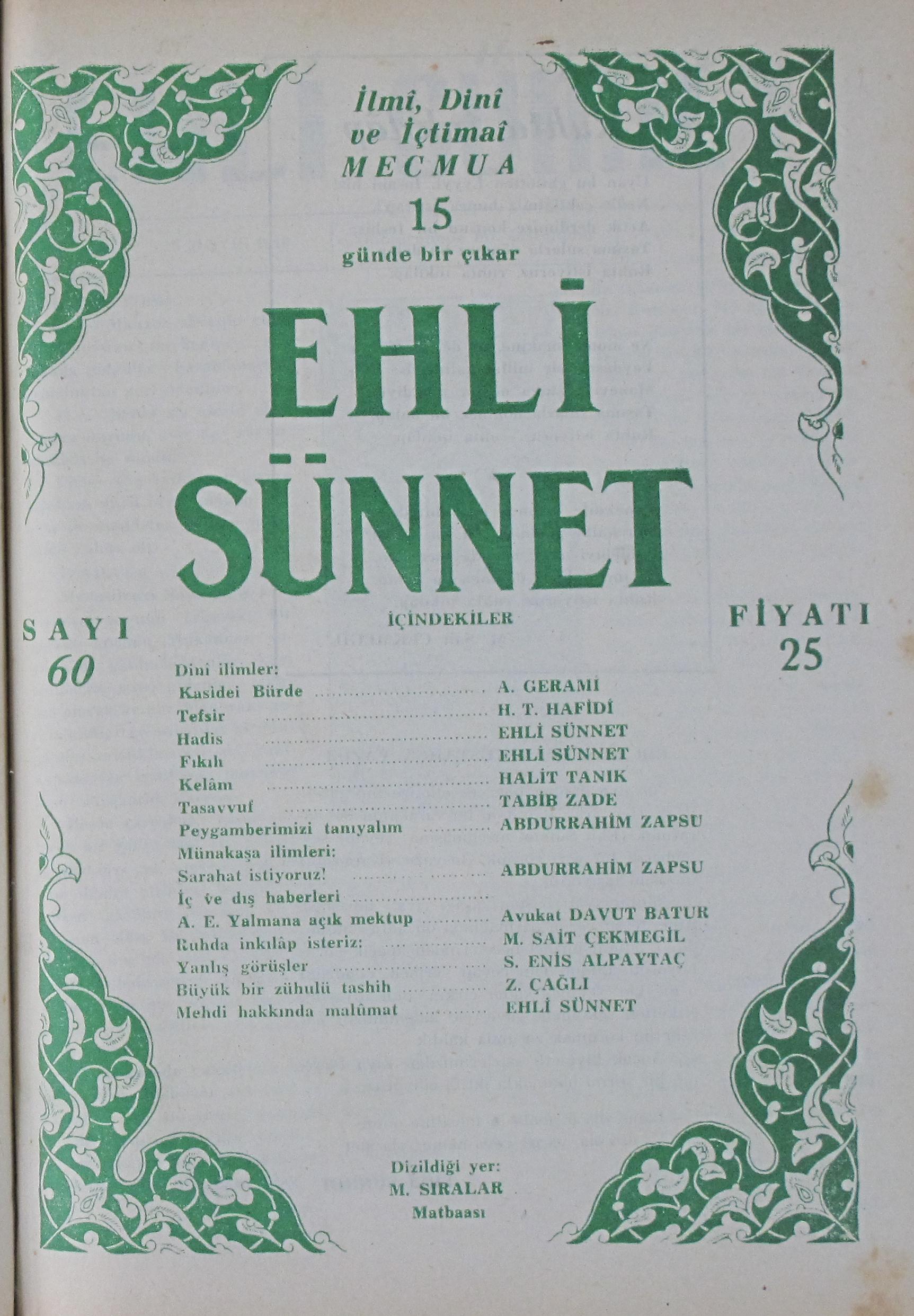 3. Cilt 60. Sayı Kapağı