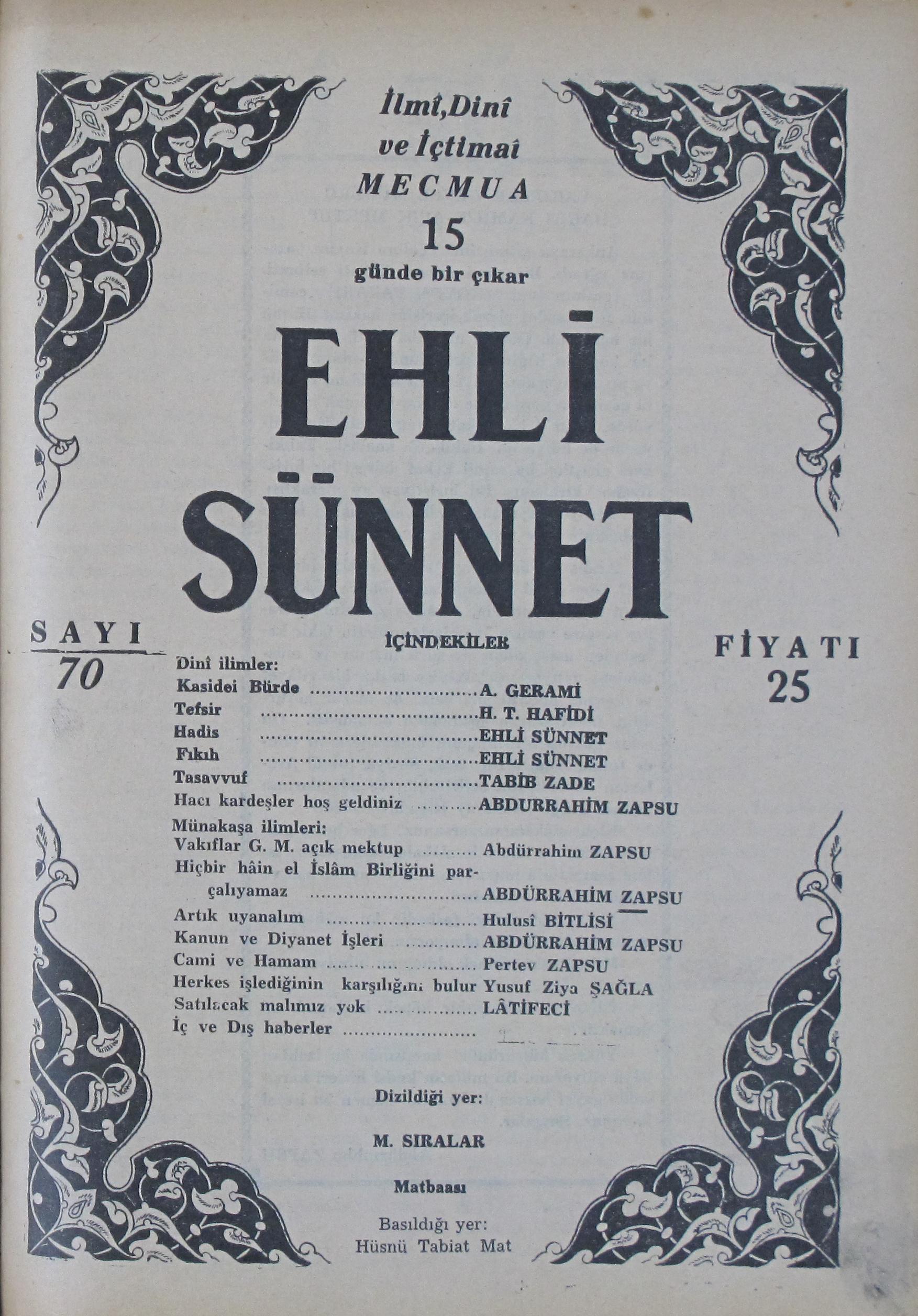 3. Cilt 70. Sayı Kapağı