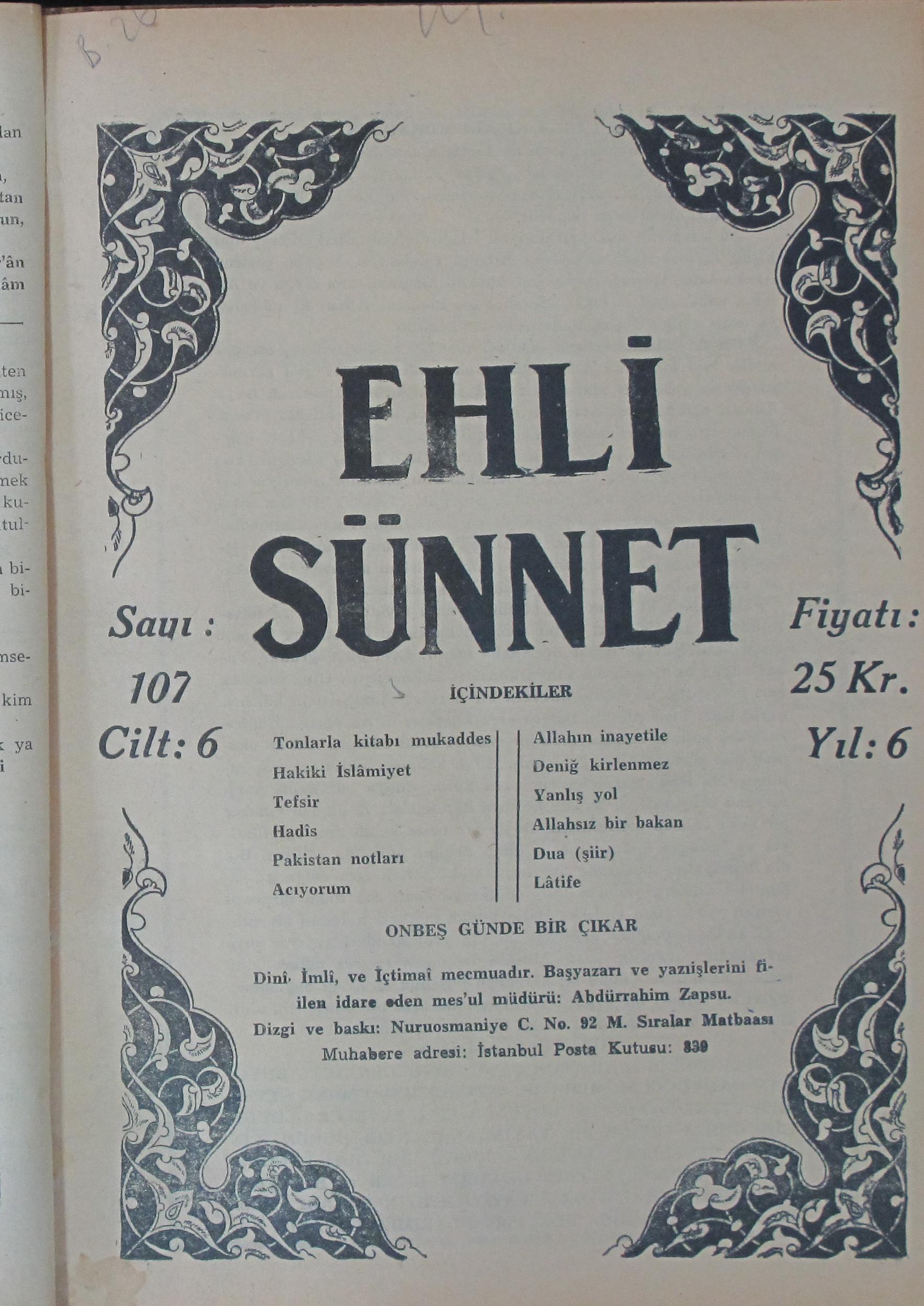 6. Cilt 107. Sayı Kapağı