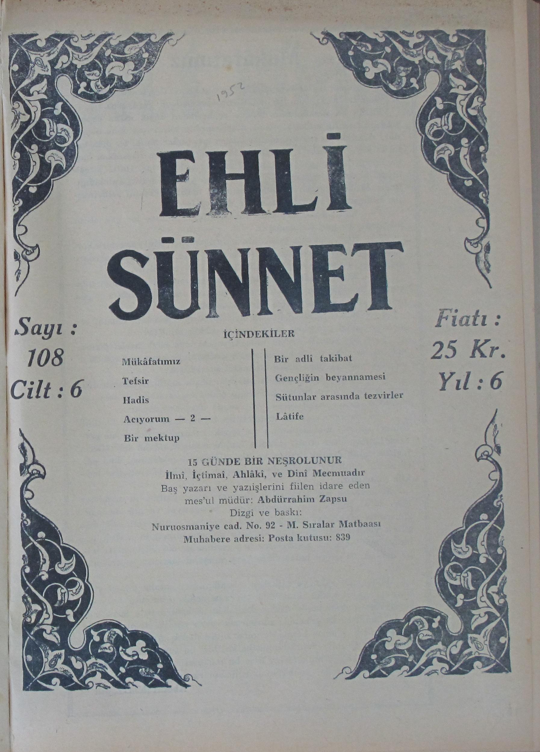 6. Cilt 108. Sayı Kapağı