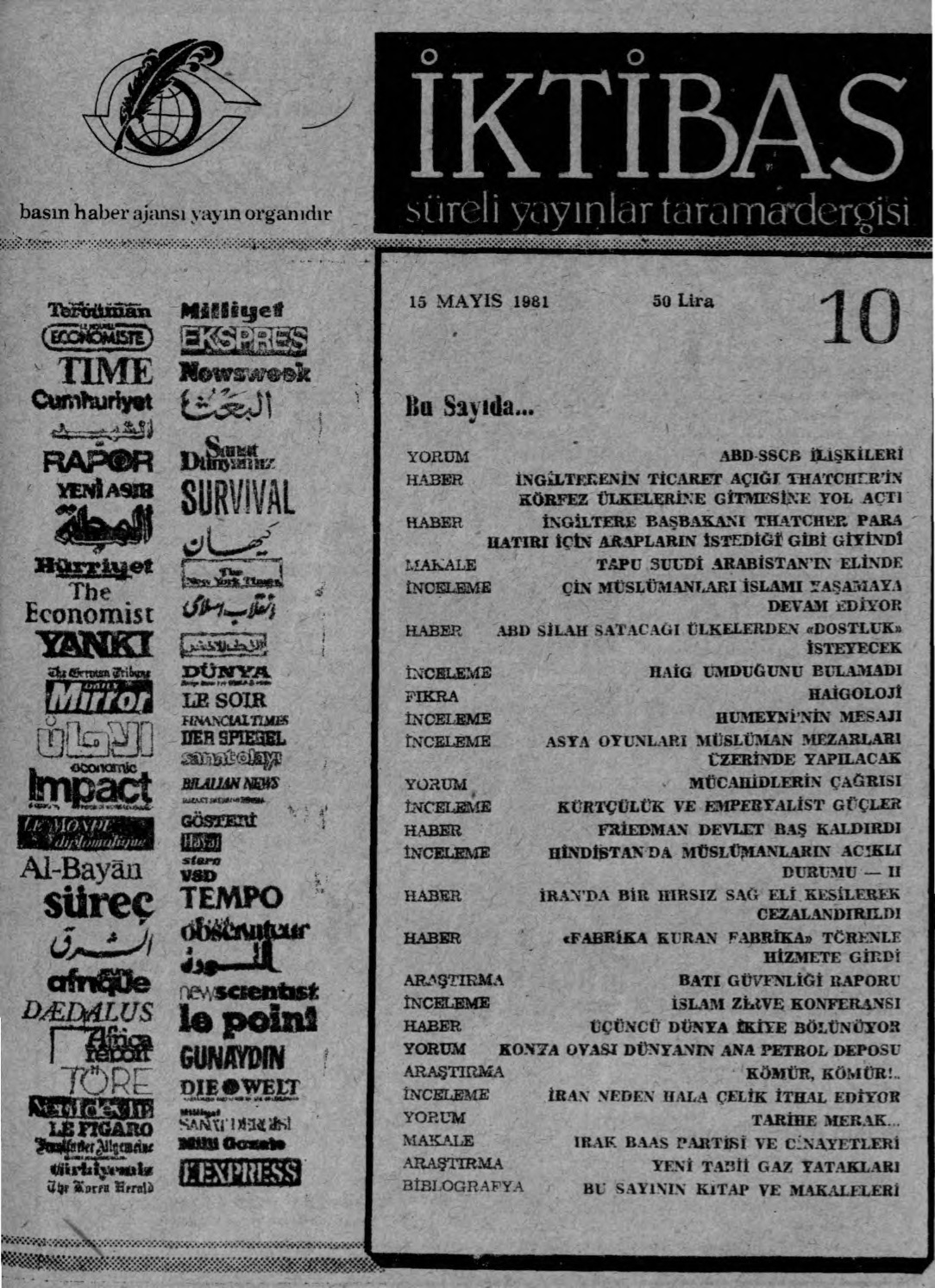 1. Cilt 10. Sayı Kapağı