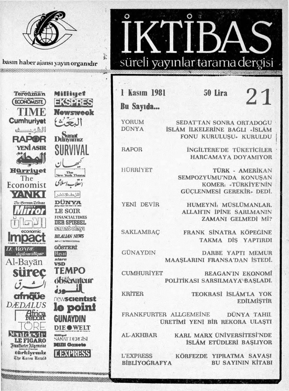 1. Cilt 21. Sayı Kapağı