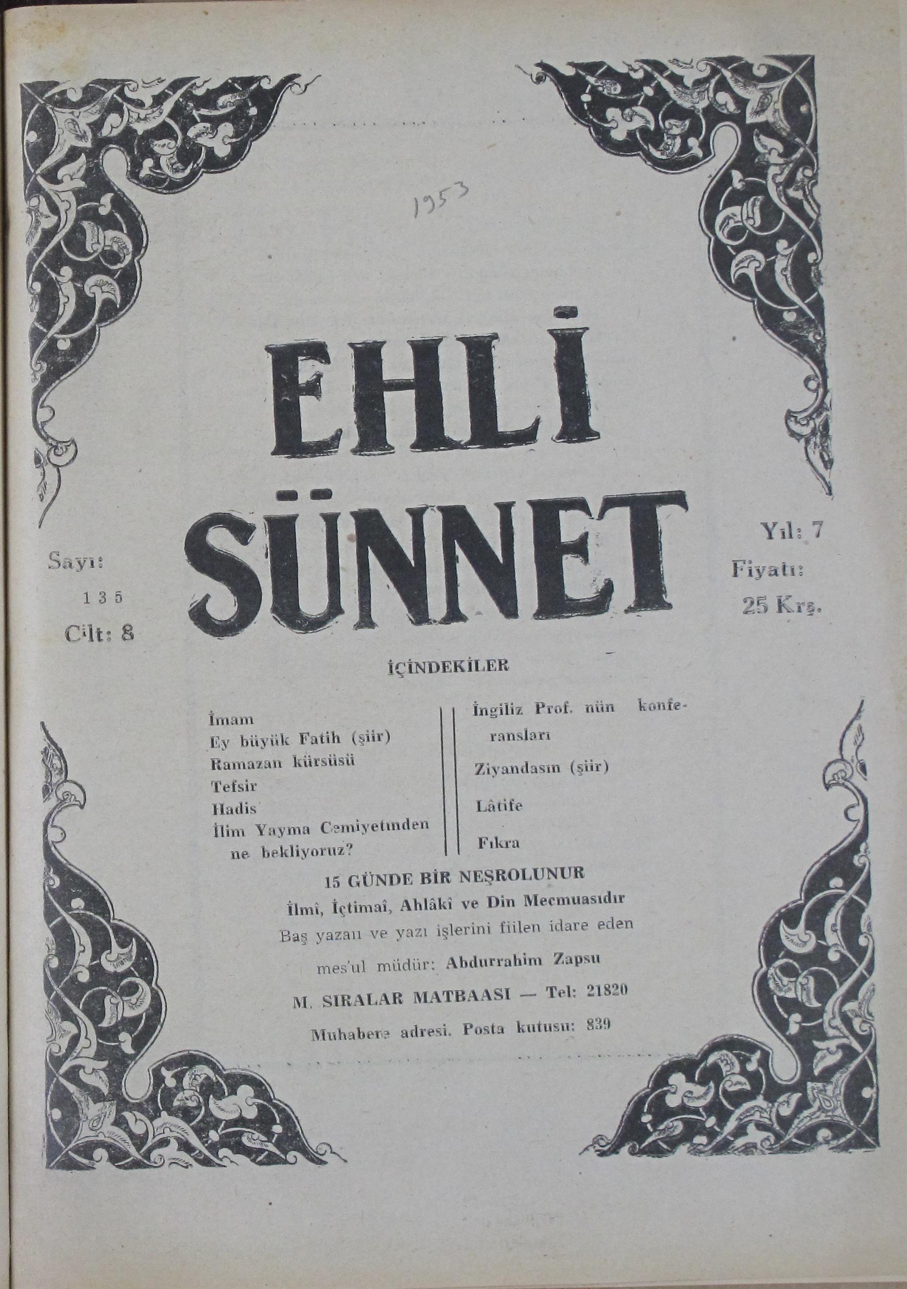 7. Cilt 135. Sayı Kapağı