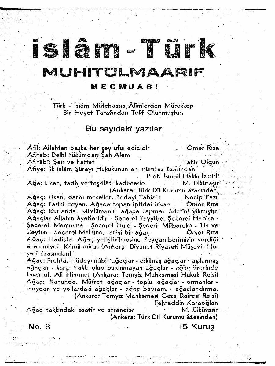 1. Cilt 8. Sayı Kapağı