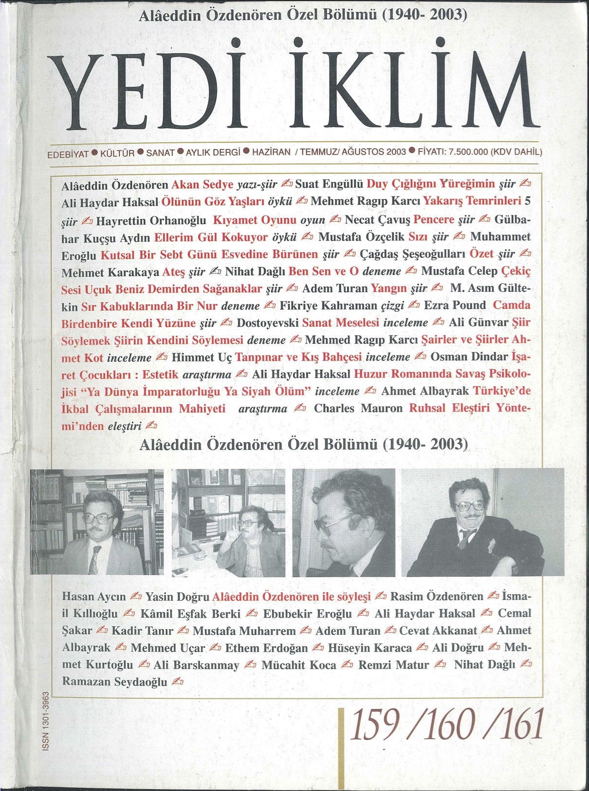 16. Cilt 159-160-161. Sayı Kapağı