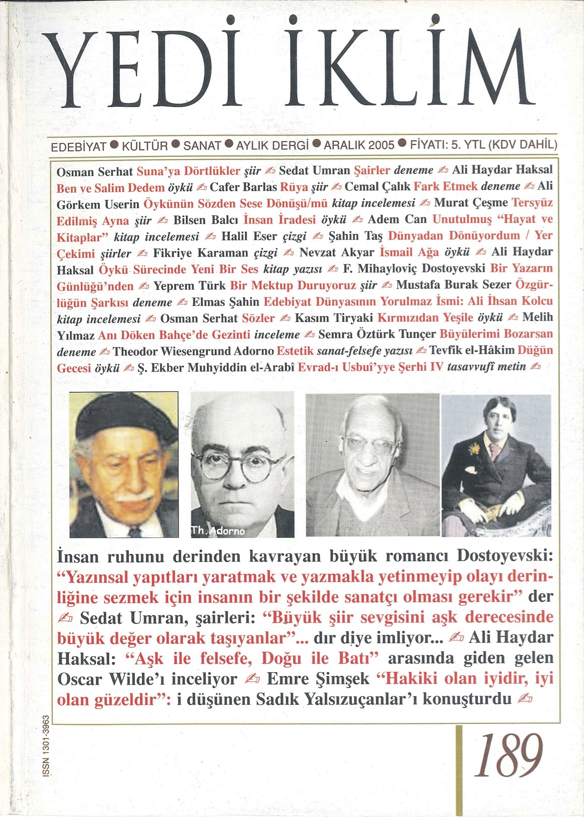 19. Cilt 189. Sayı Kapağı