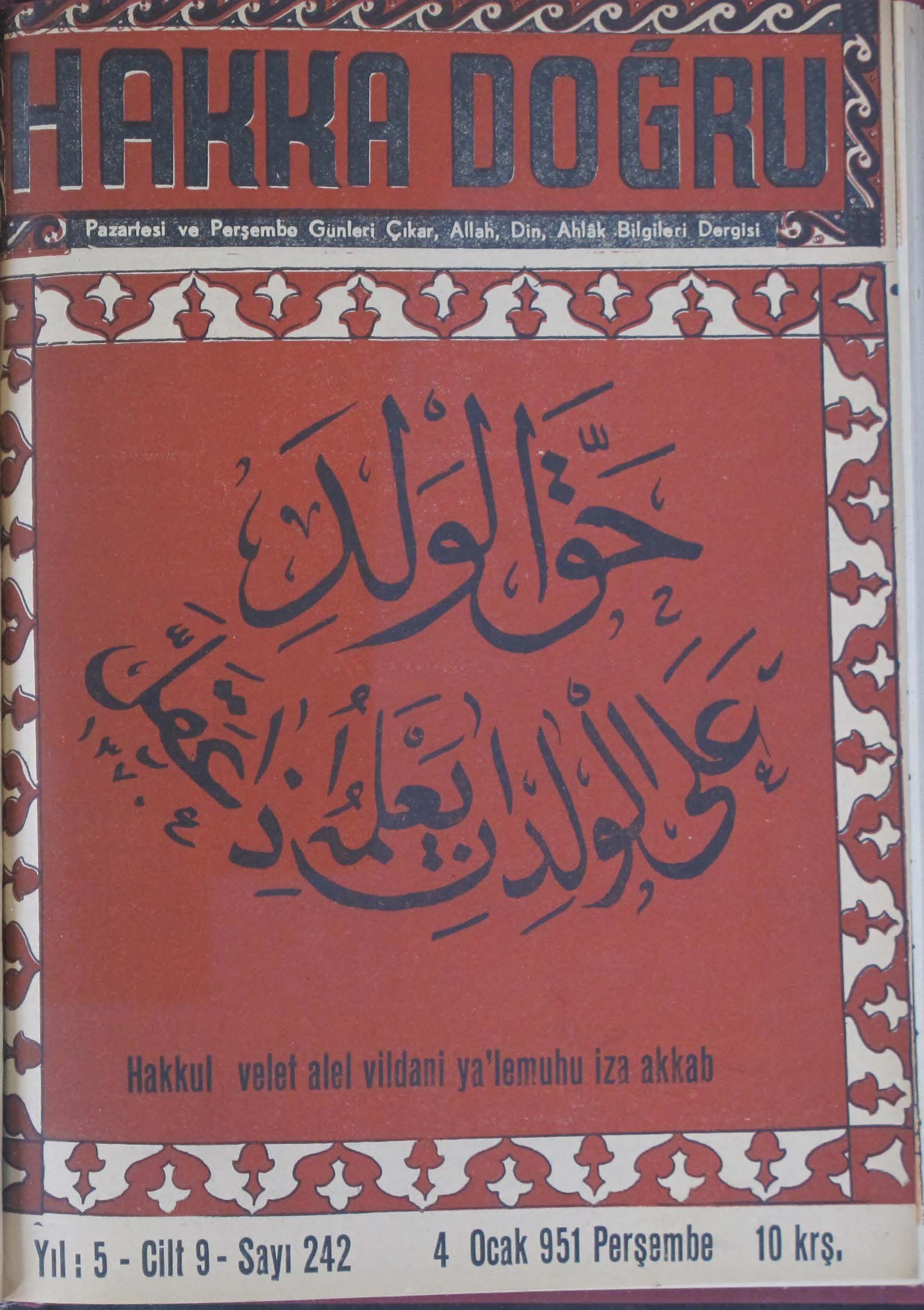 9. Cilt 242. Sayı Kapağı