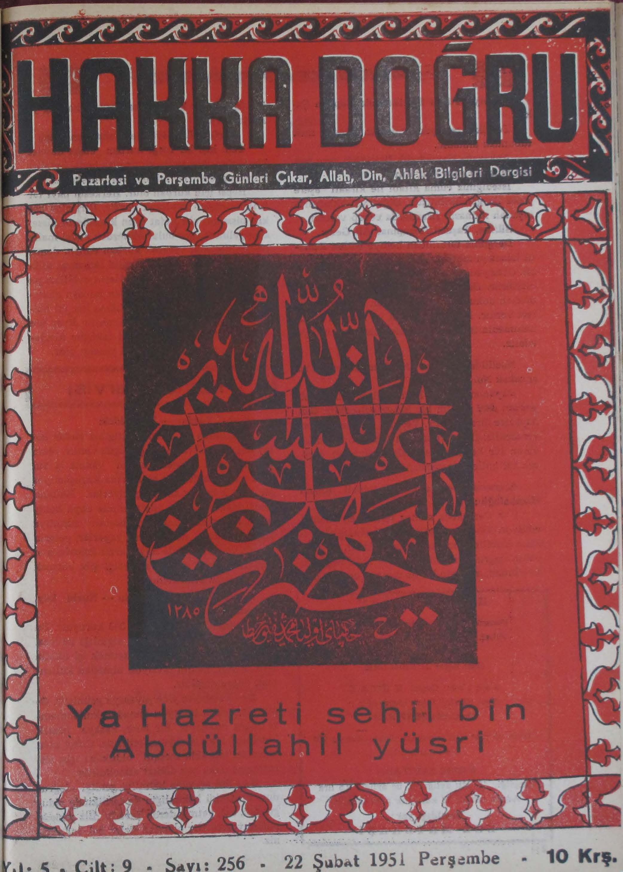 9. Cilt 256. Sayı Kapağı