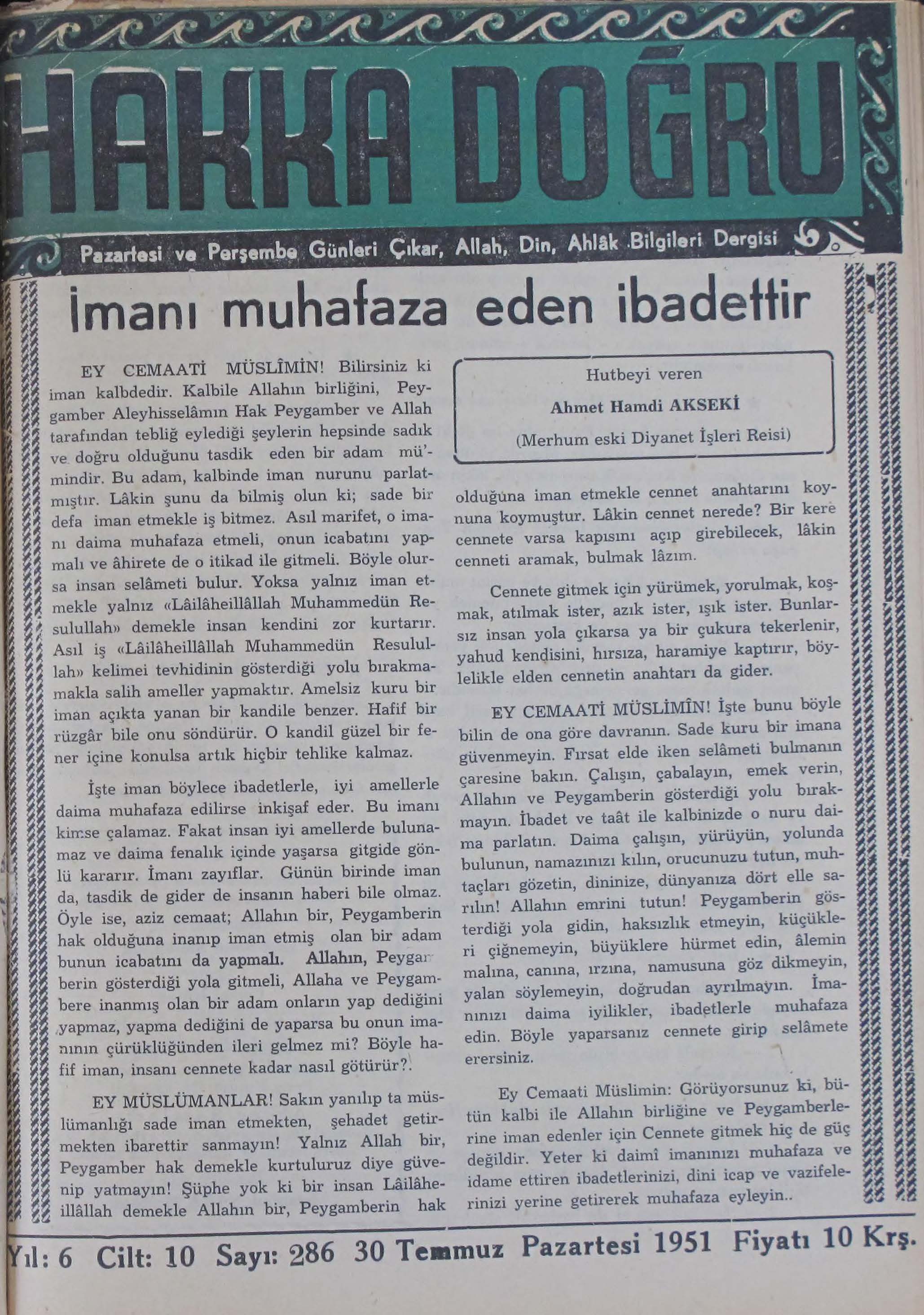 10. Cilt 286. Sayı Kapağı