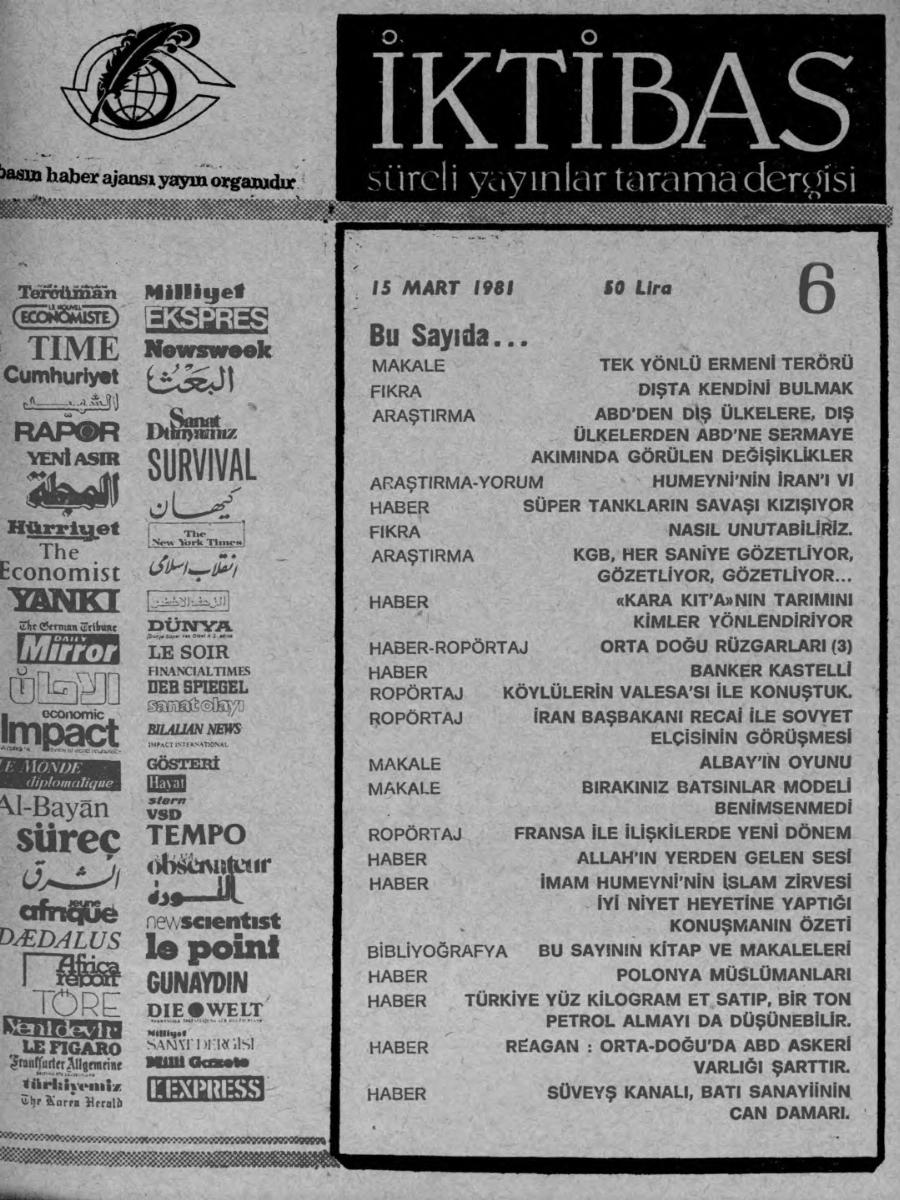 1. Cilt 6. Sayı Kapağı