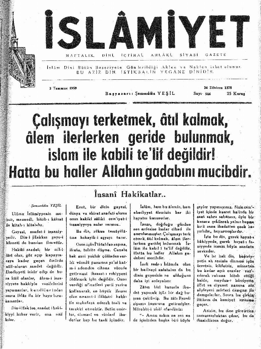 10. Cilt 506. Sayı Kapağı