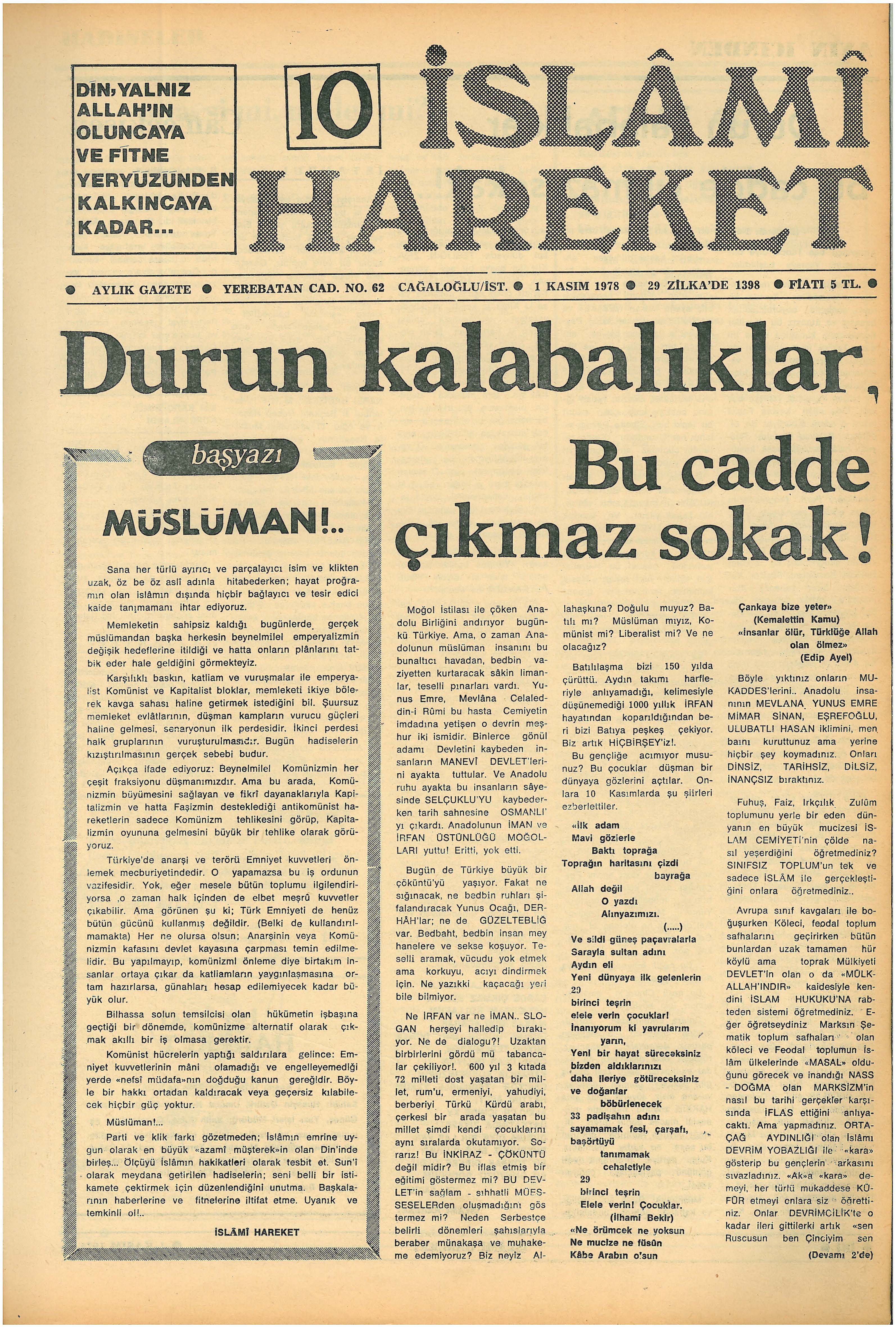 1. Cilt 10. Sayı Kapağı