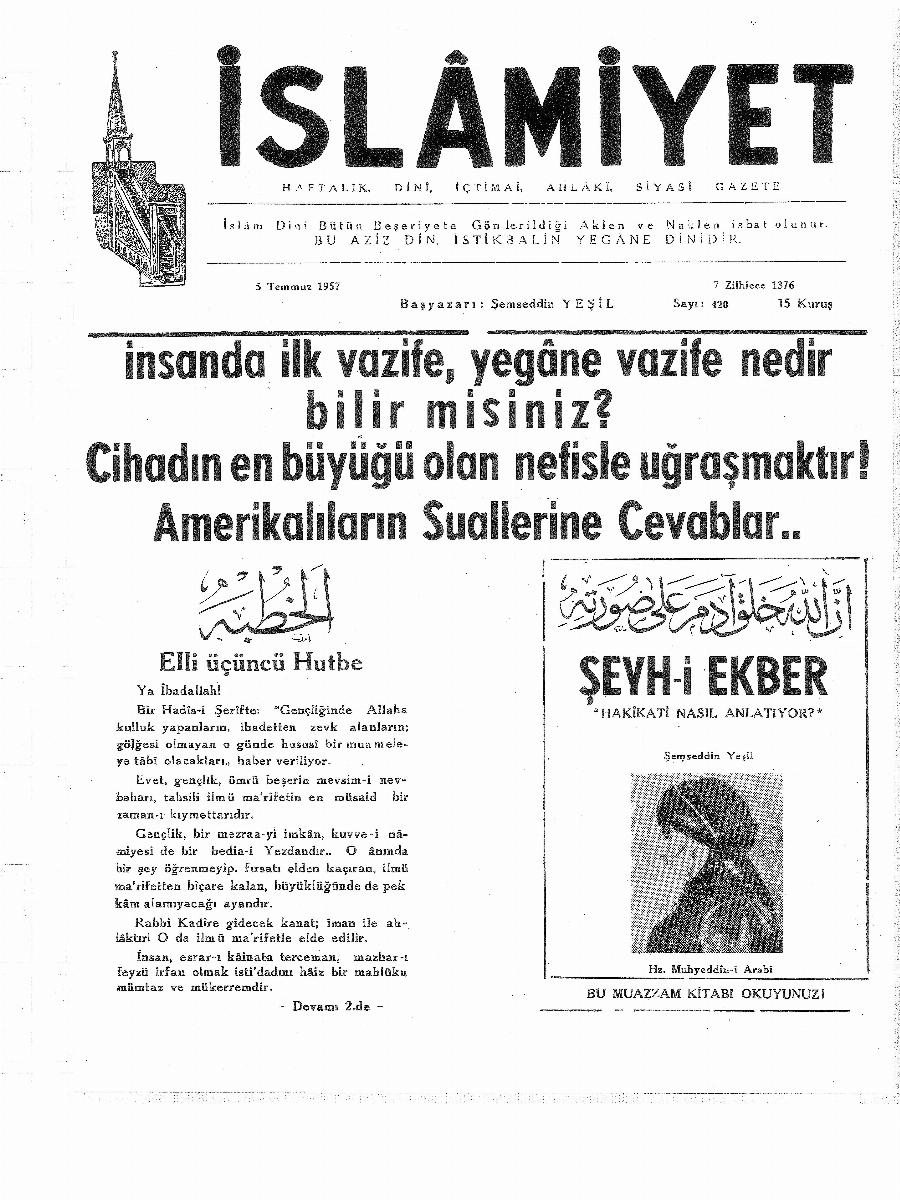 9. Cilt 420. Sayı Kapağı