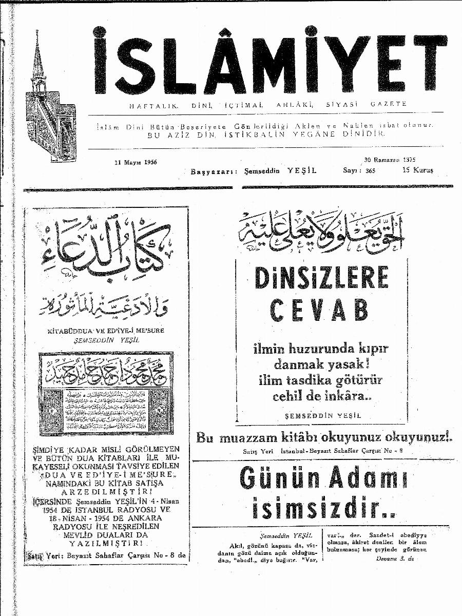 8. Cilt 365. Sayı Kapağı