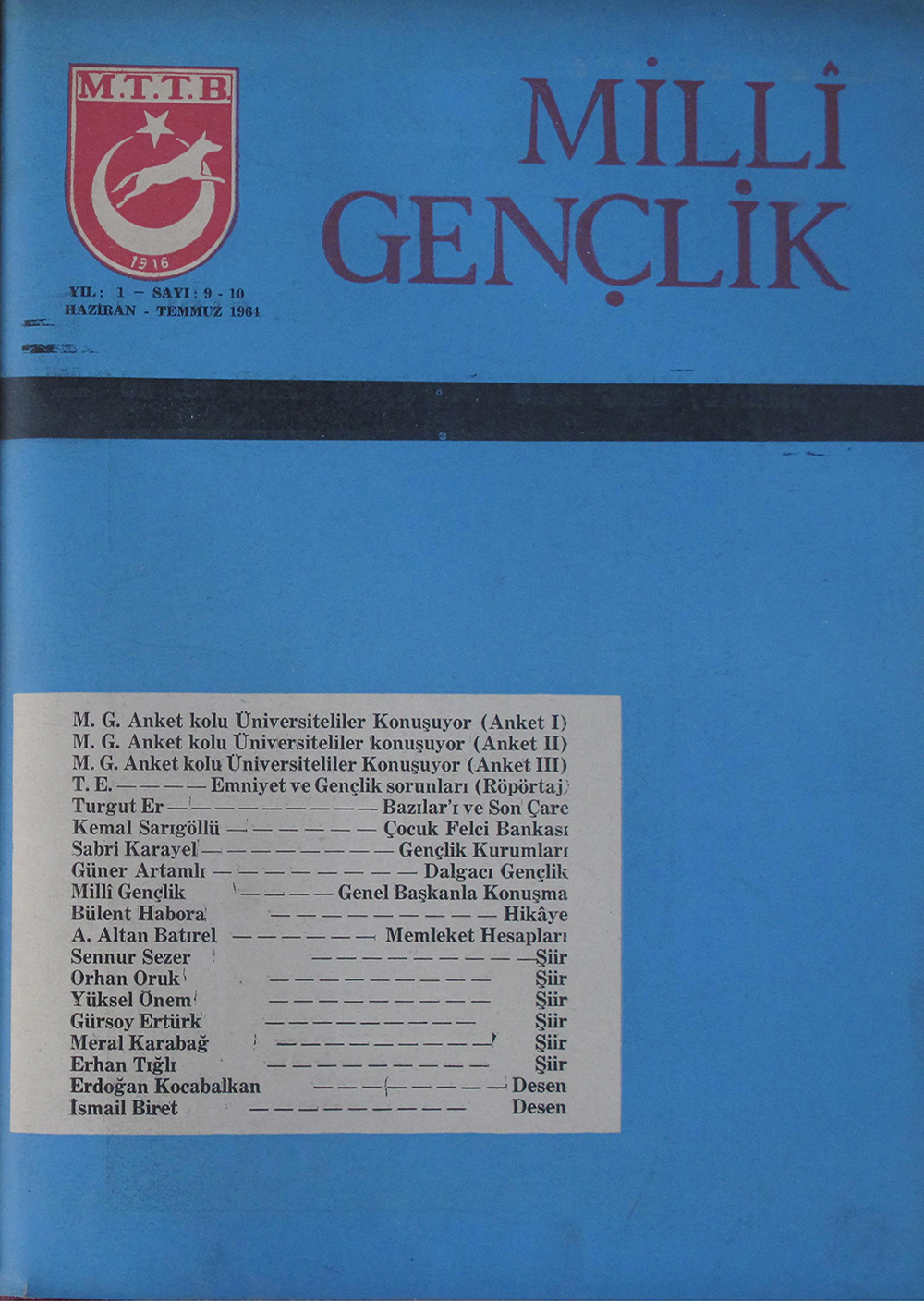 1. Cilt 9-10. Sayı Kapağı