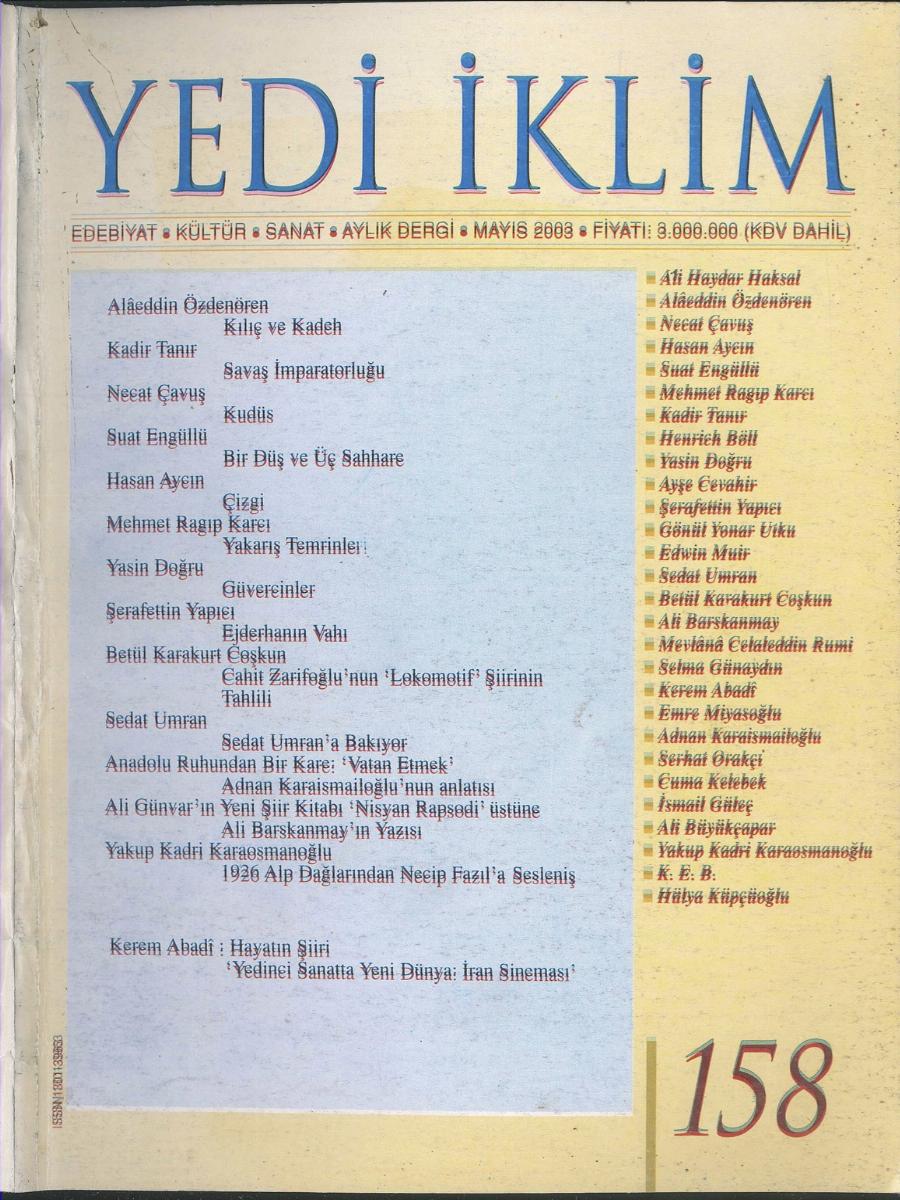 16. Cilt 158. Sayı Kapağı