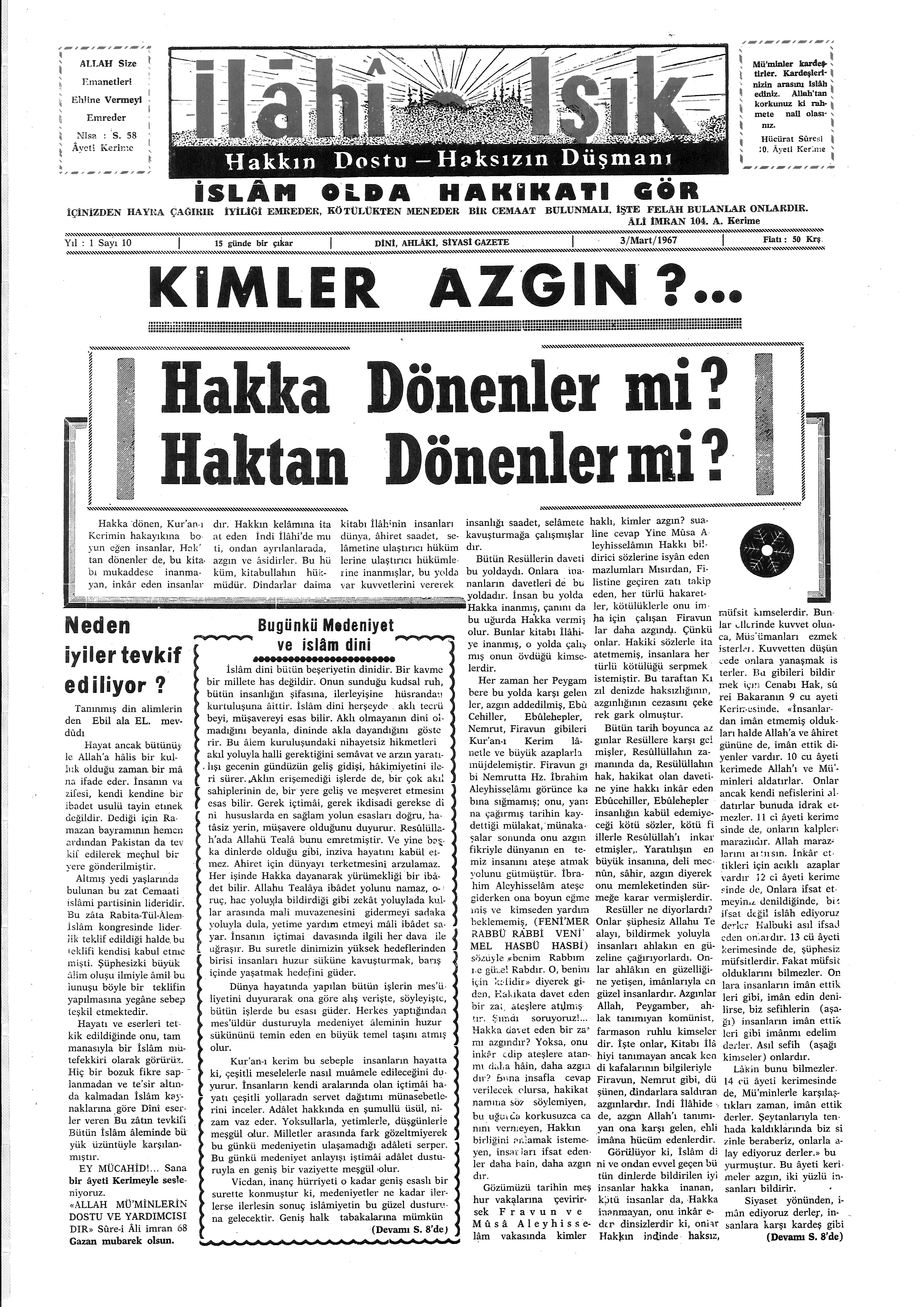 1. Cilt 10. Sayı Kapağı