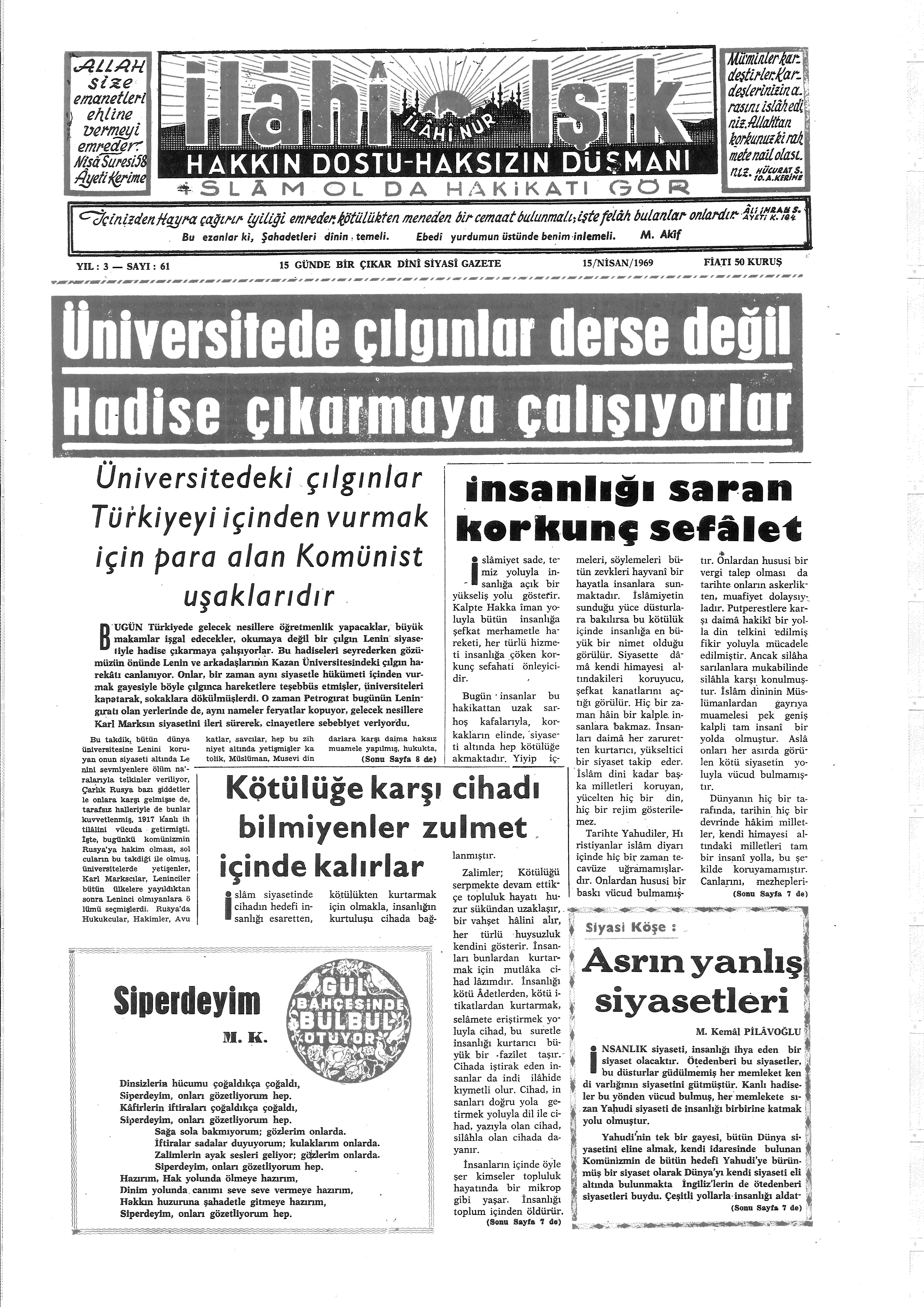 3. Cilt 61. Sayı Kapağı