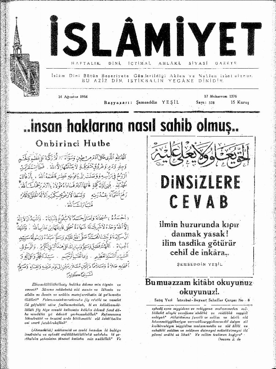 8. Cilt 378. Sayı Kapağı