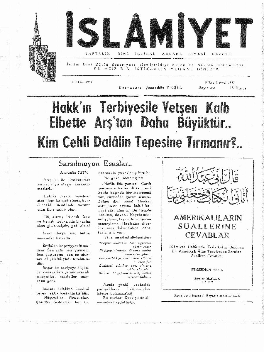 9. Cilt 431. Sayı Kapağı