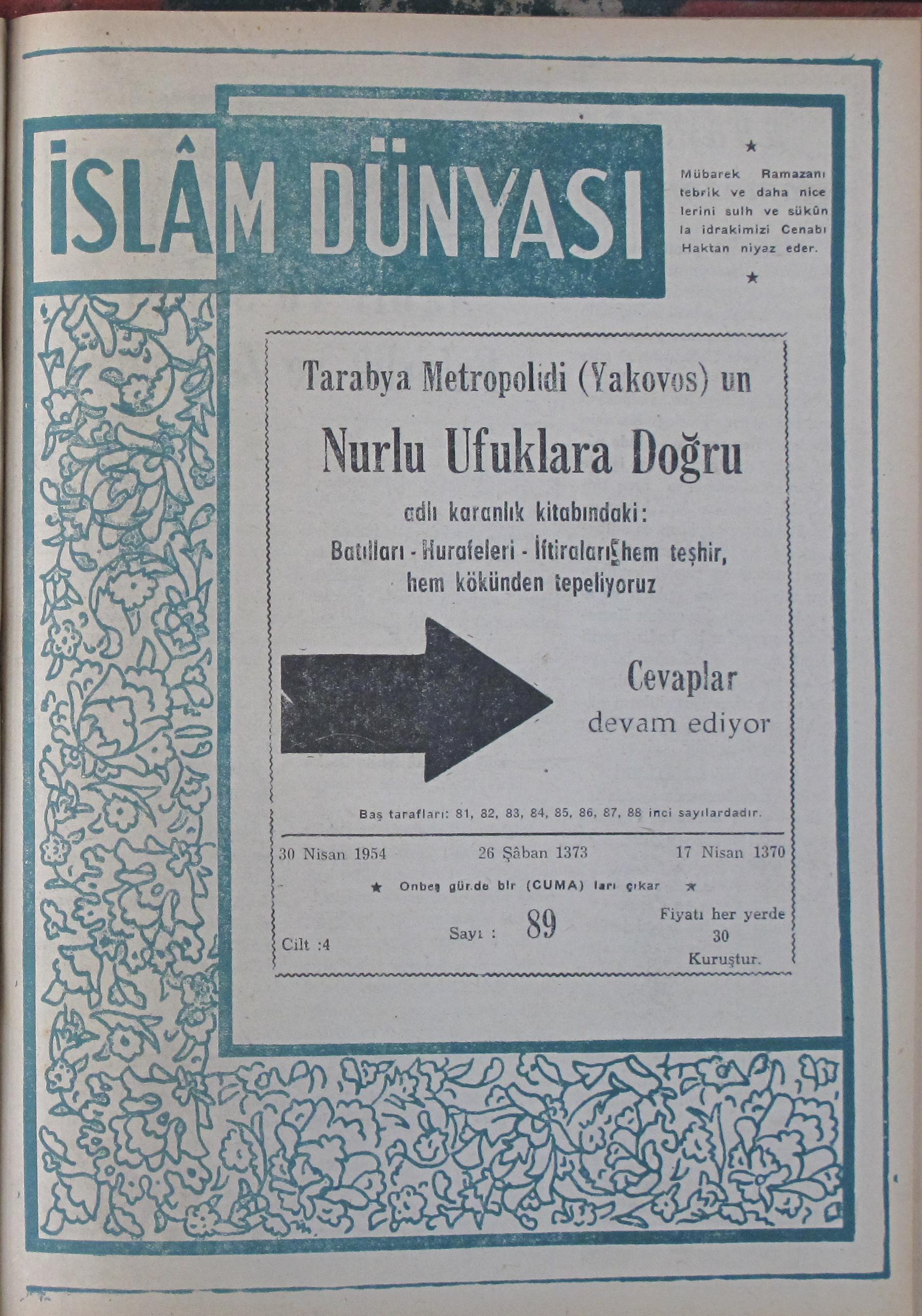 4. Cilt 89. Sayı Kapağı