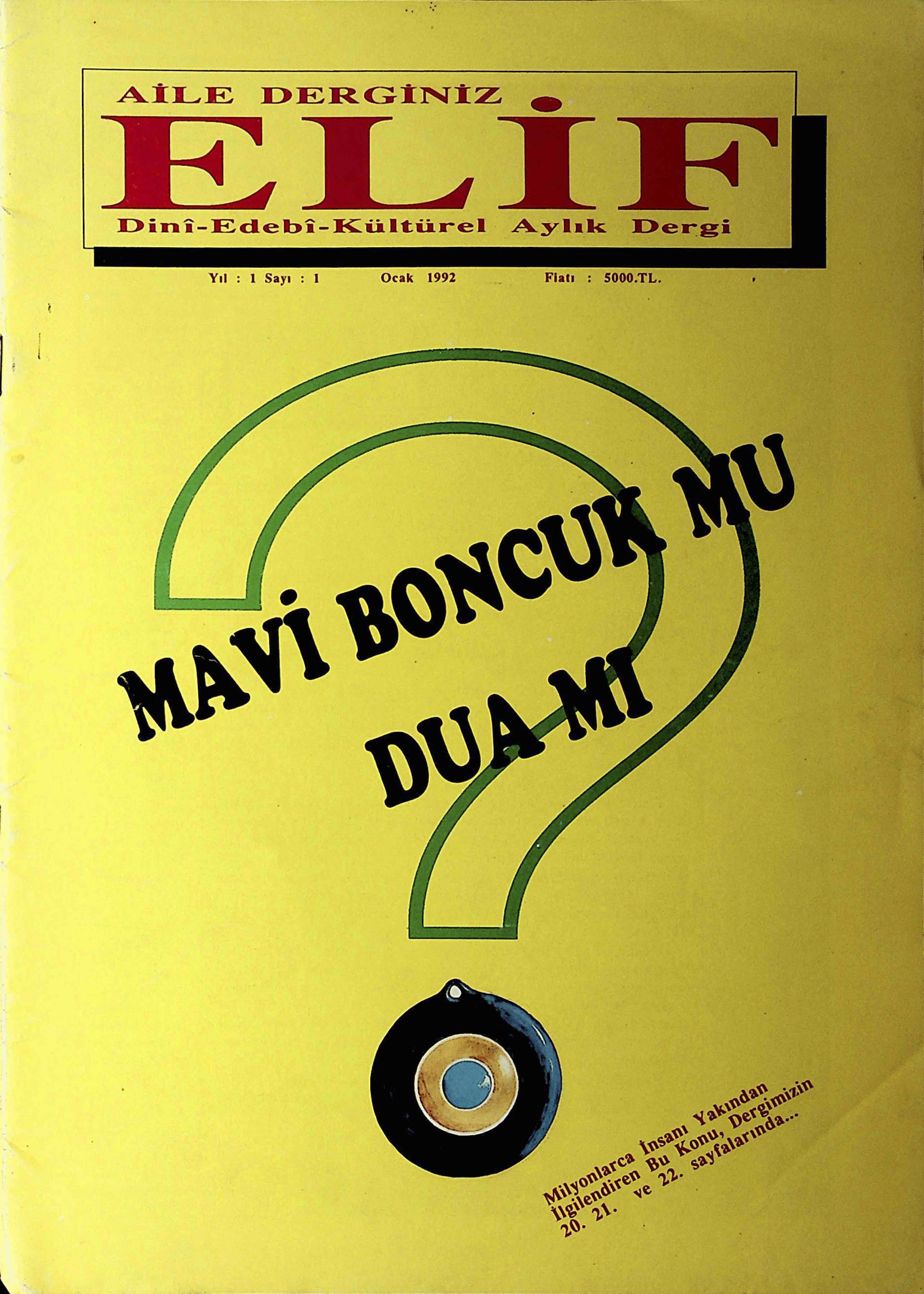 1. Cilt 1. Sayı Kapağı