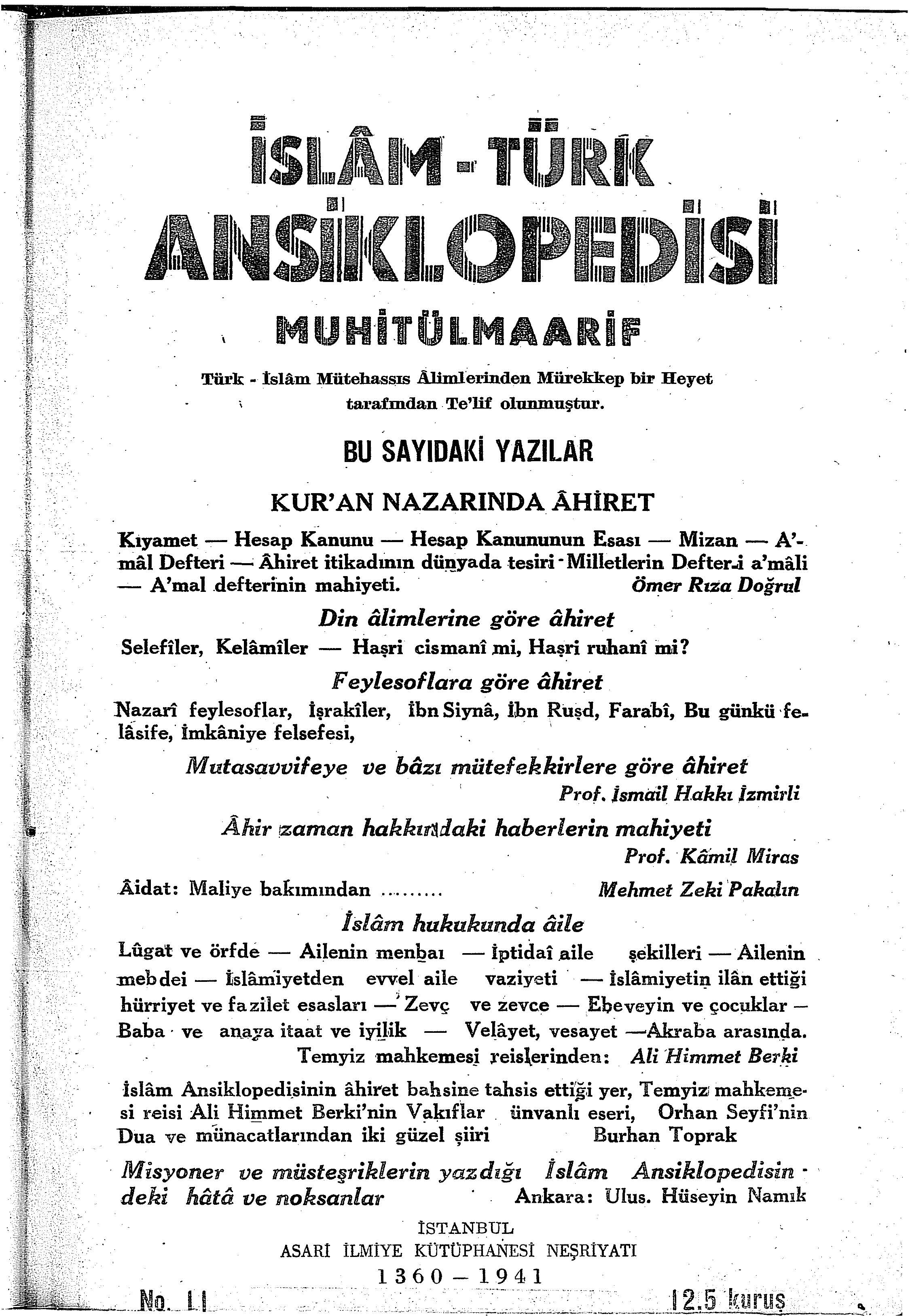 1. Cilt 11. Sayı Kapağı