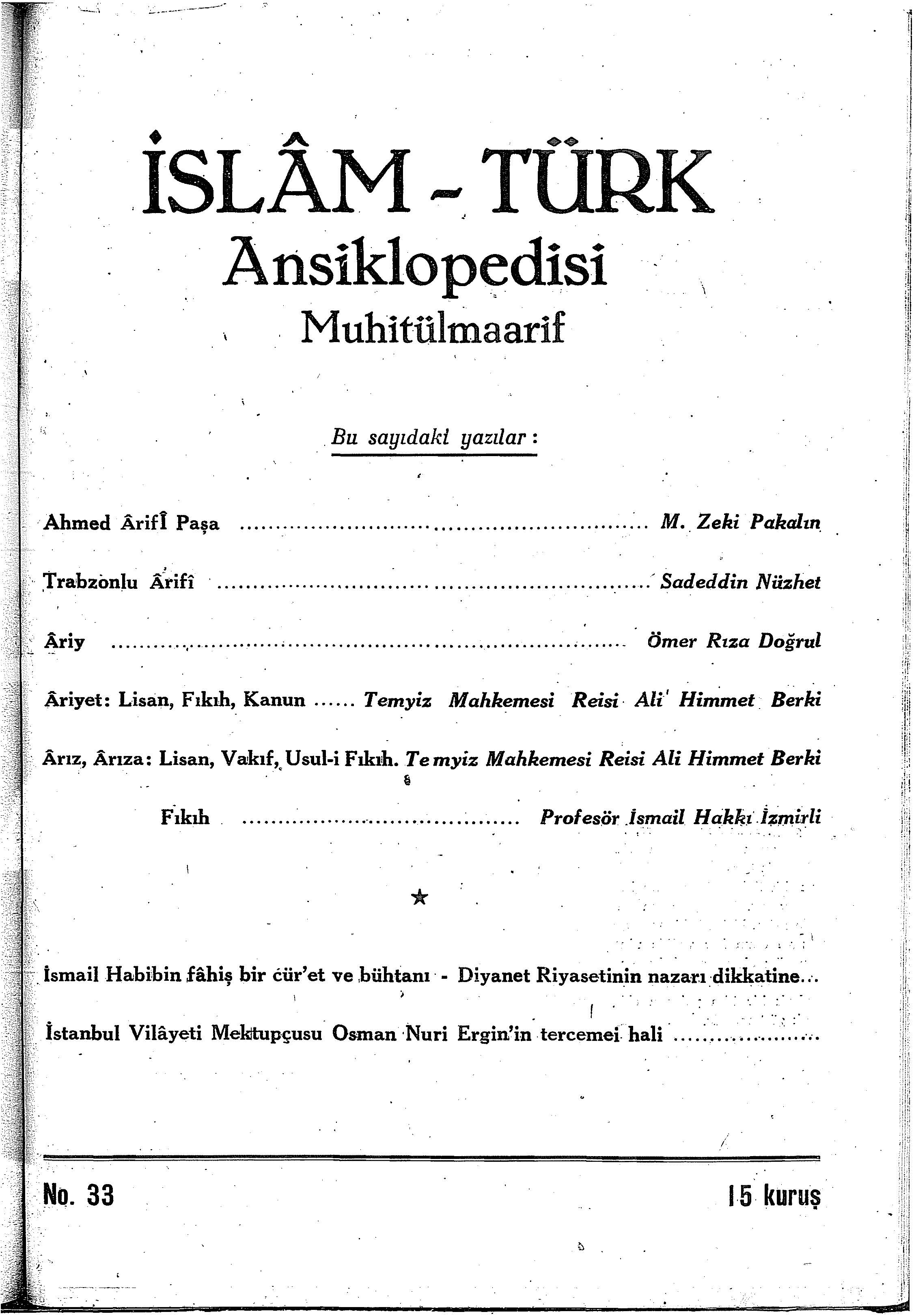 1. Cilt 33. Sayı Kapağı