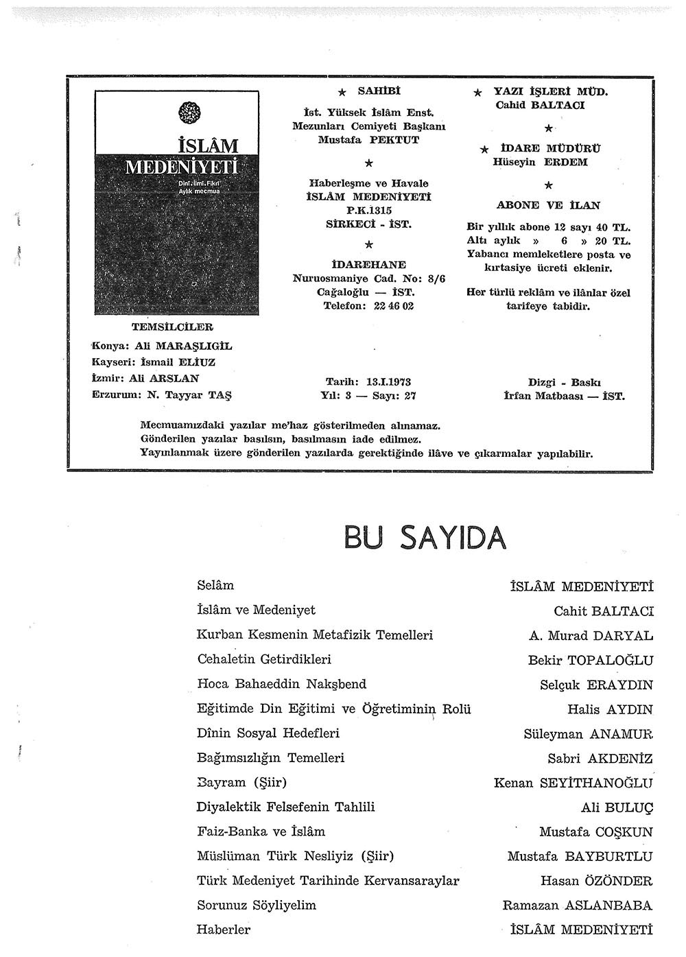 3. Cilt 27. Sayı Kapağı