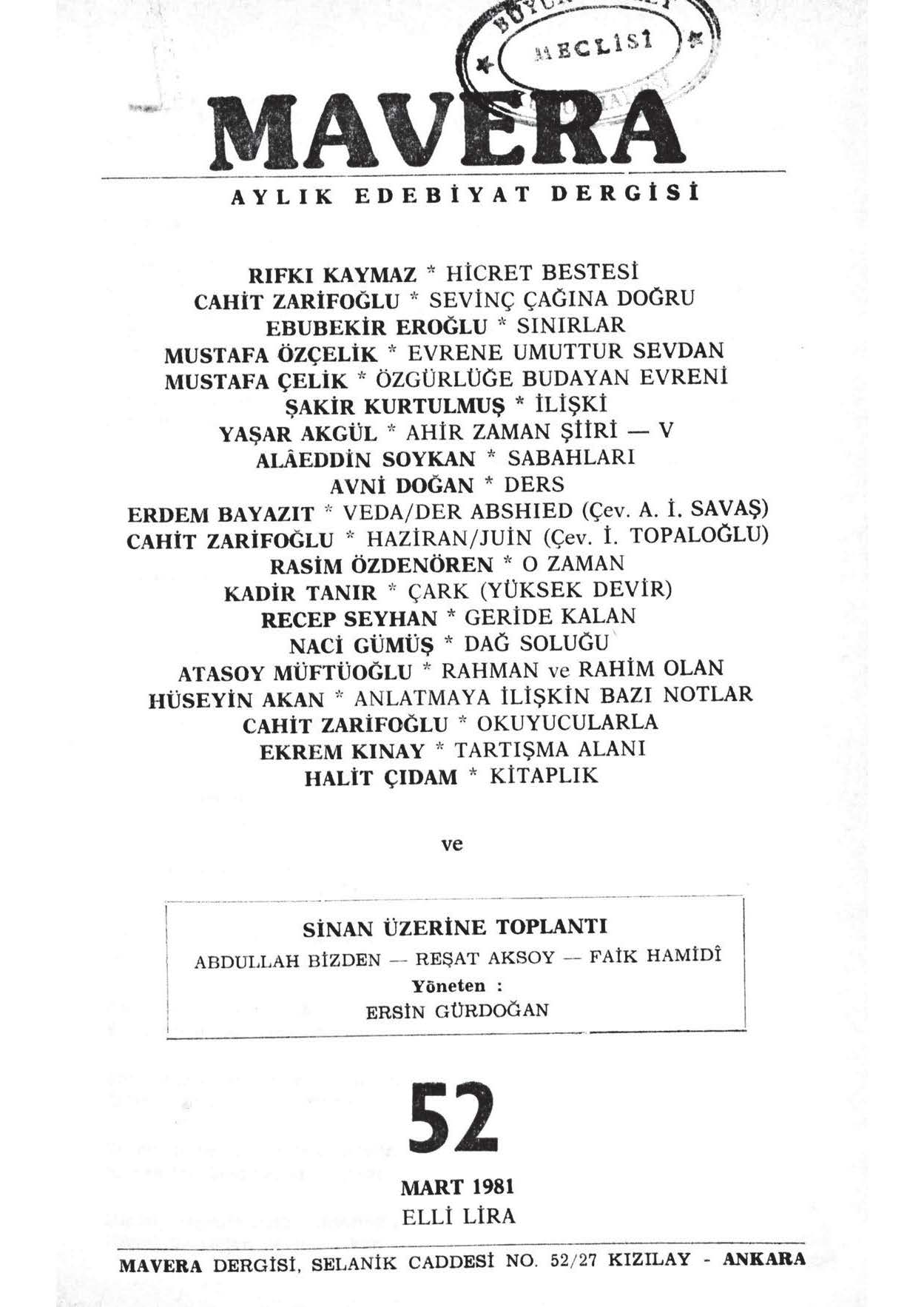 5. Cilt 52. Sayı Kapağı