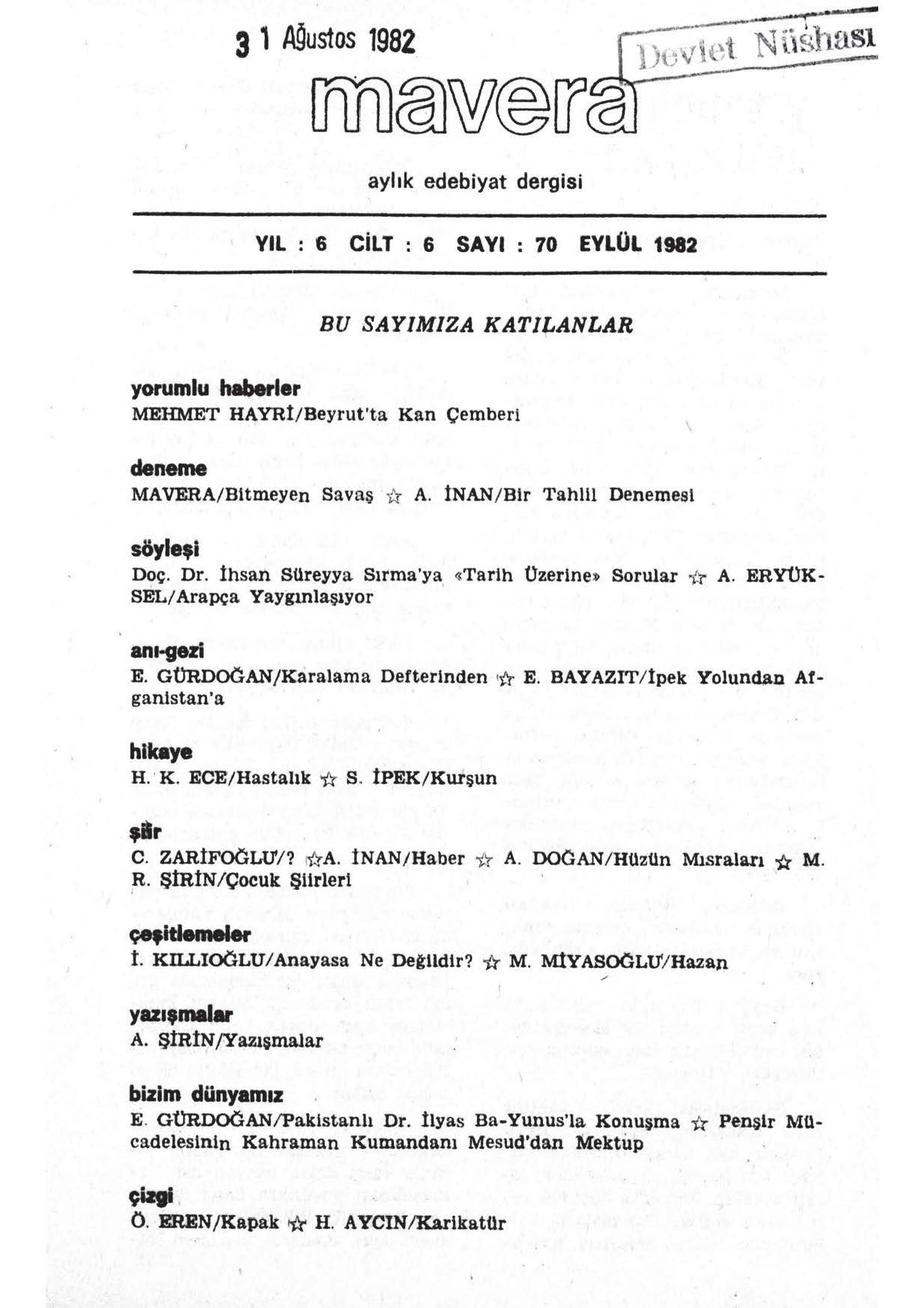 6. Cilt 70. Sayı Kapağı