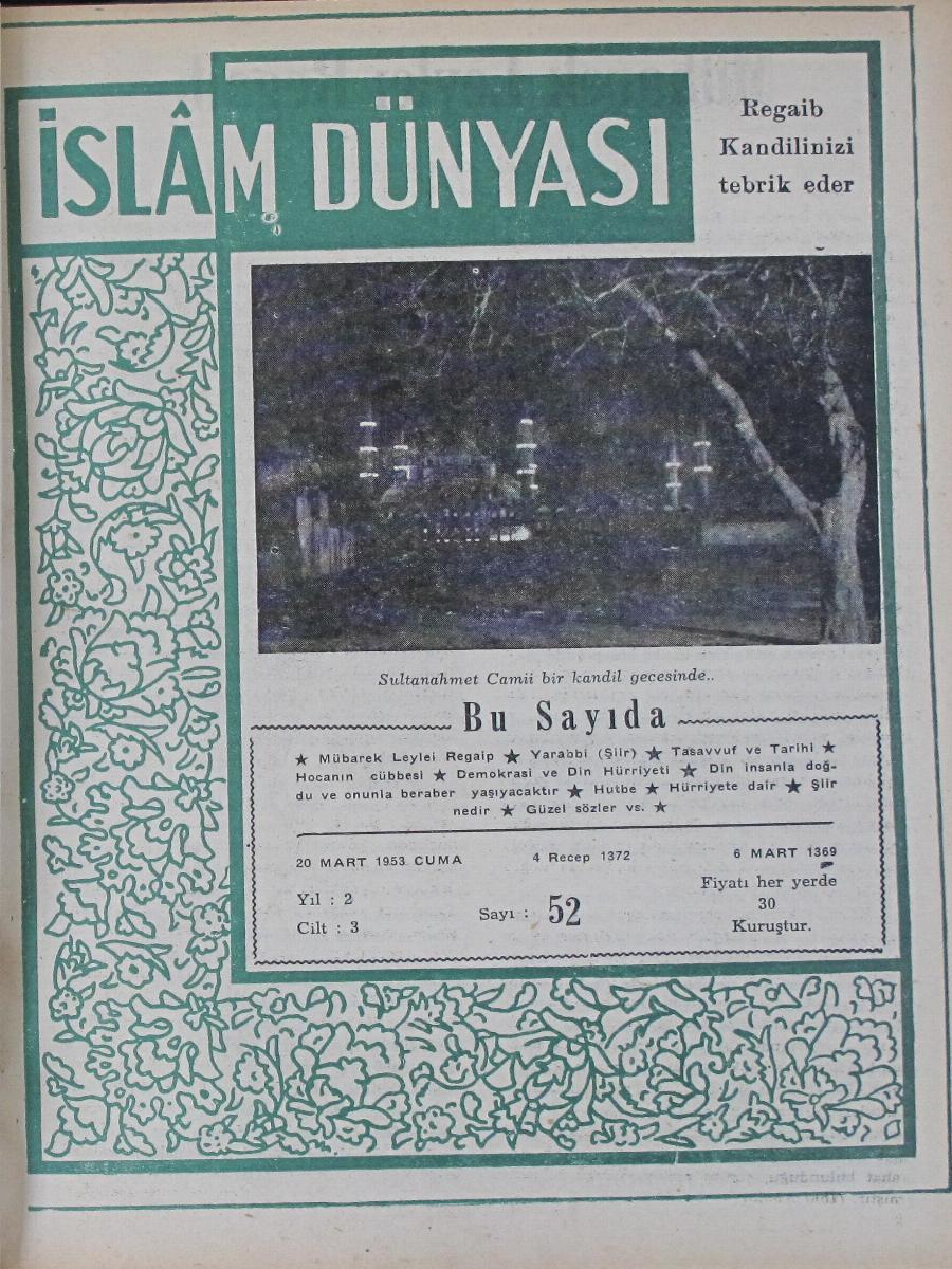 3. Cilt 52. Sayı Kapağı