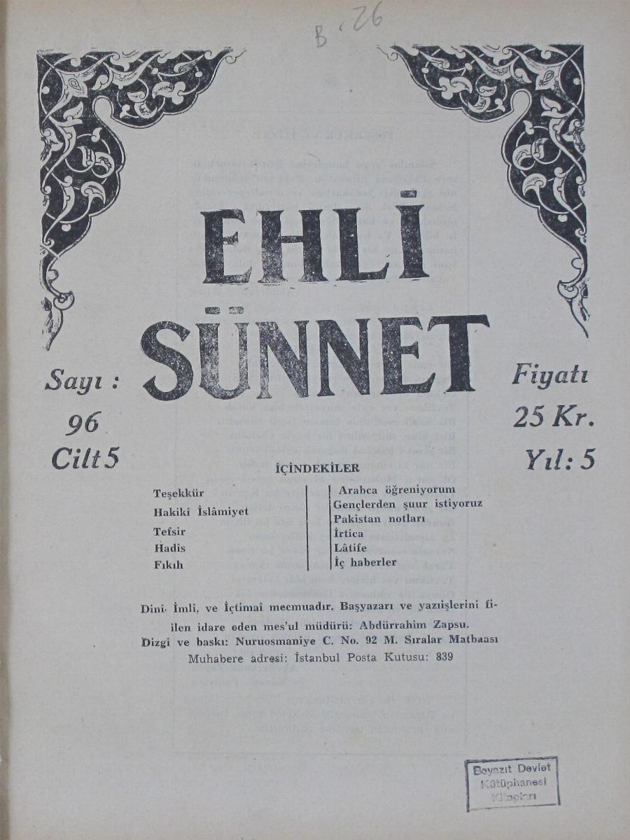 5. Cilt 96. Sayı Kapağı