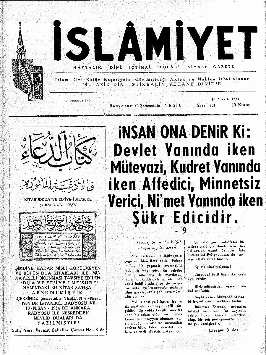 7. Cilt 325. Sayı Kapağı