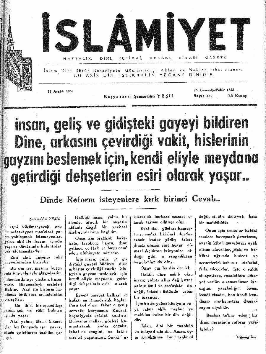 10. Cilt 485. Sayı Kapağı