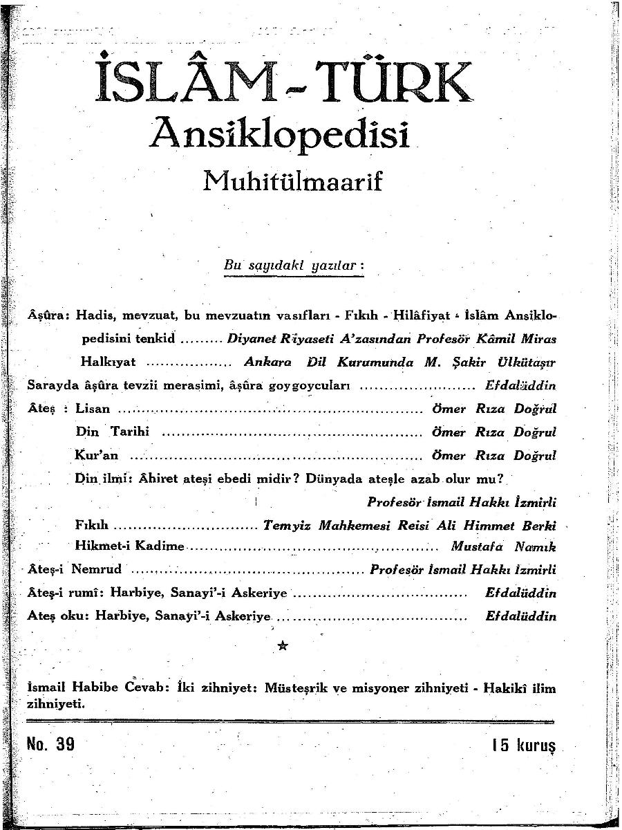 1. Cilt 39. Sayı Kapağı