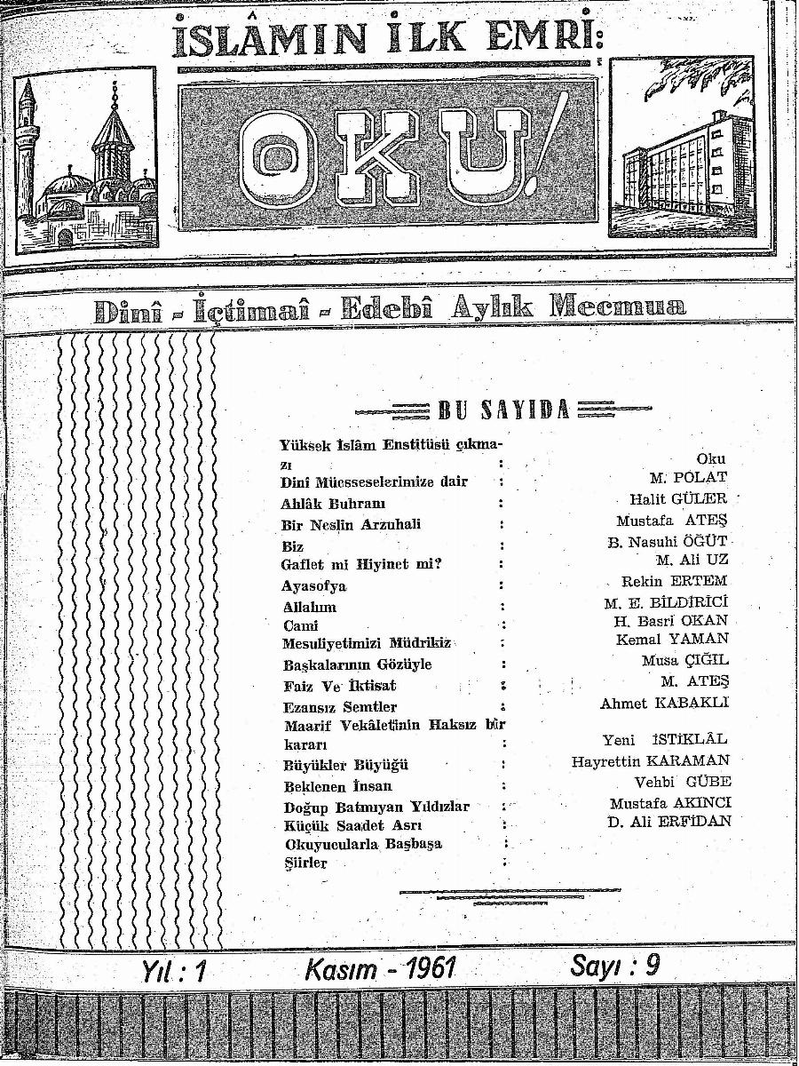 1. Cilt 9. Sayı Kapağı
