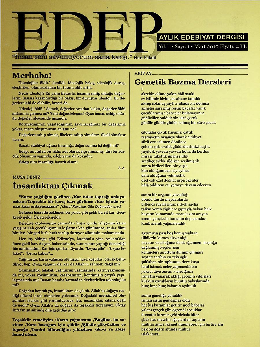 1. Sayı Kapağı