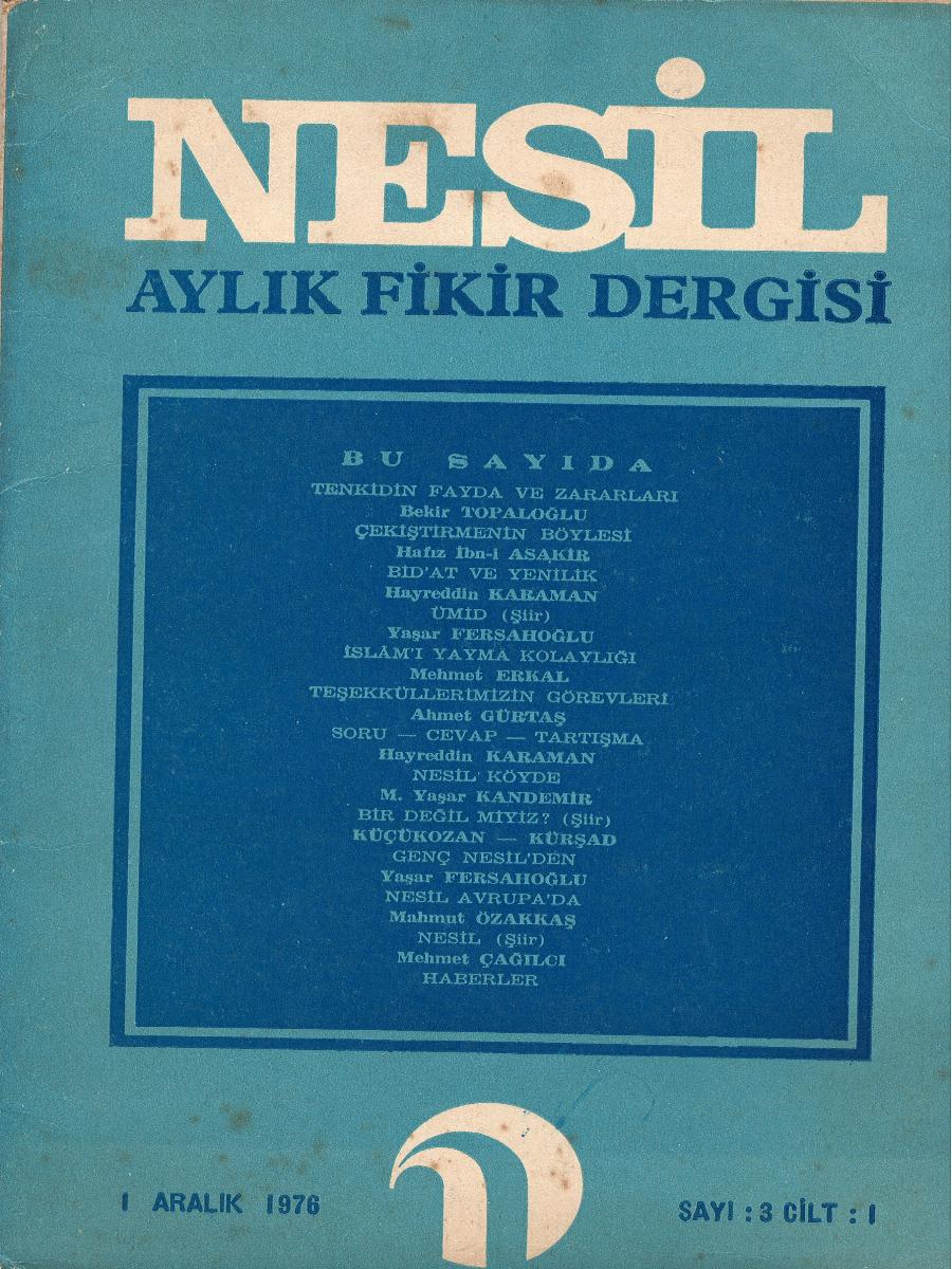 1. Cilt 3. Sayı Kapağı