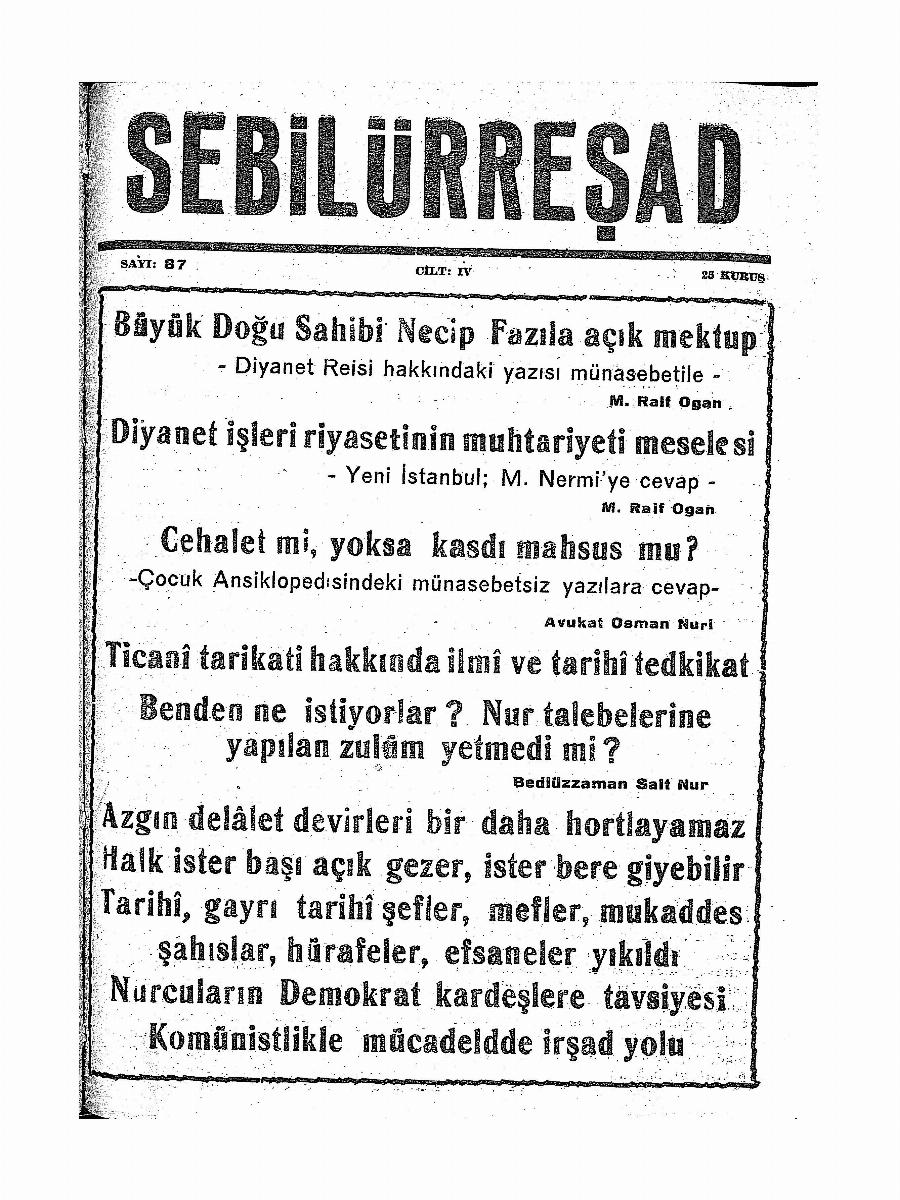 4. Cilt 87. Sayı Kapağı