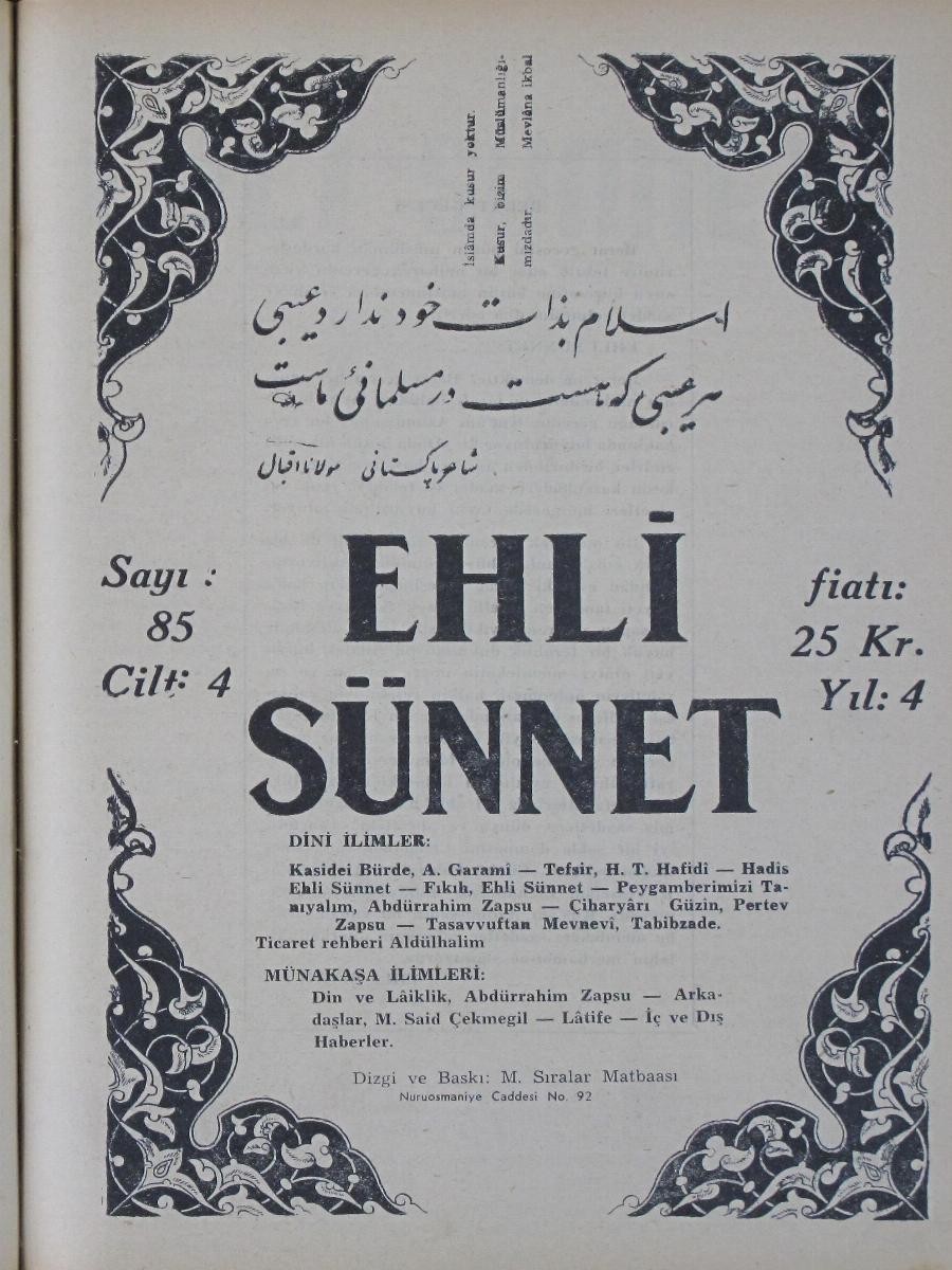 4. Cilt 85. Sayı Kapağı