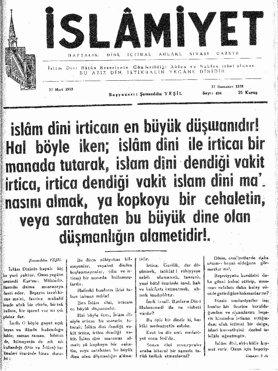 10. Cilt 498. Sayı Kapağı