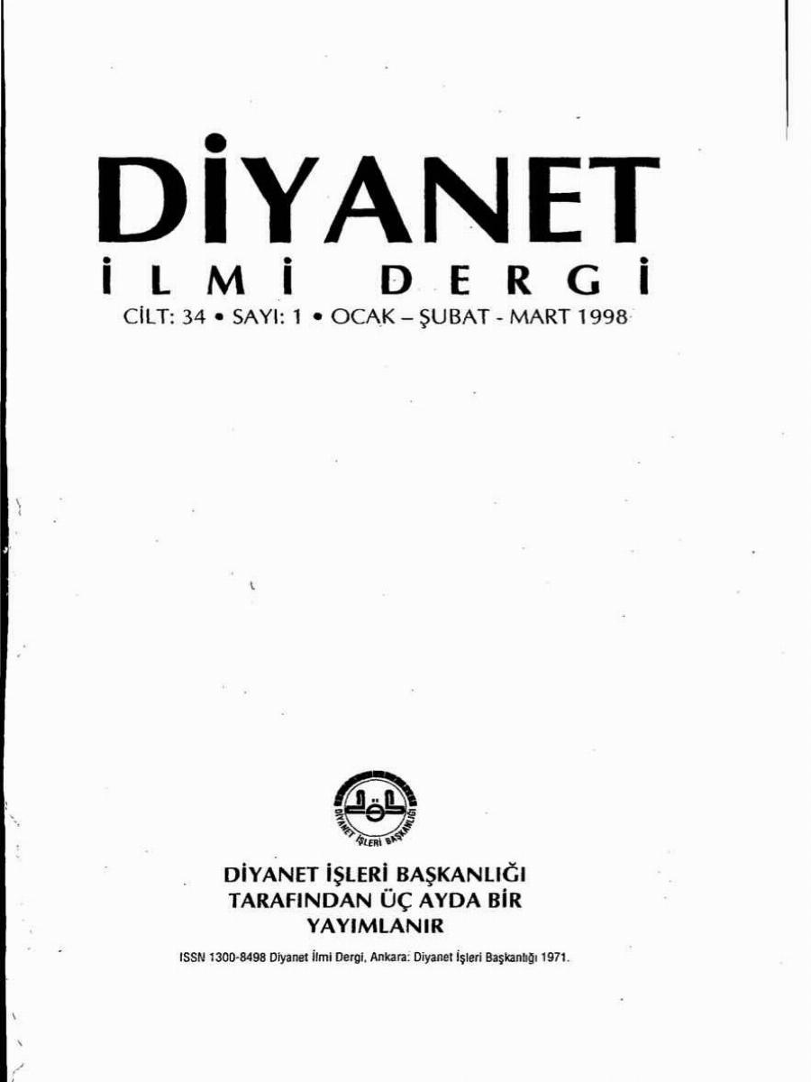 34. Cilt 1. Sayı Kapağı