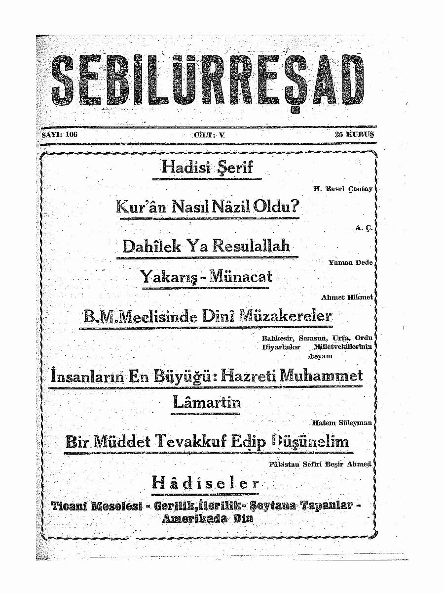 5. Cilt 106. Sayı Kapağı