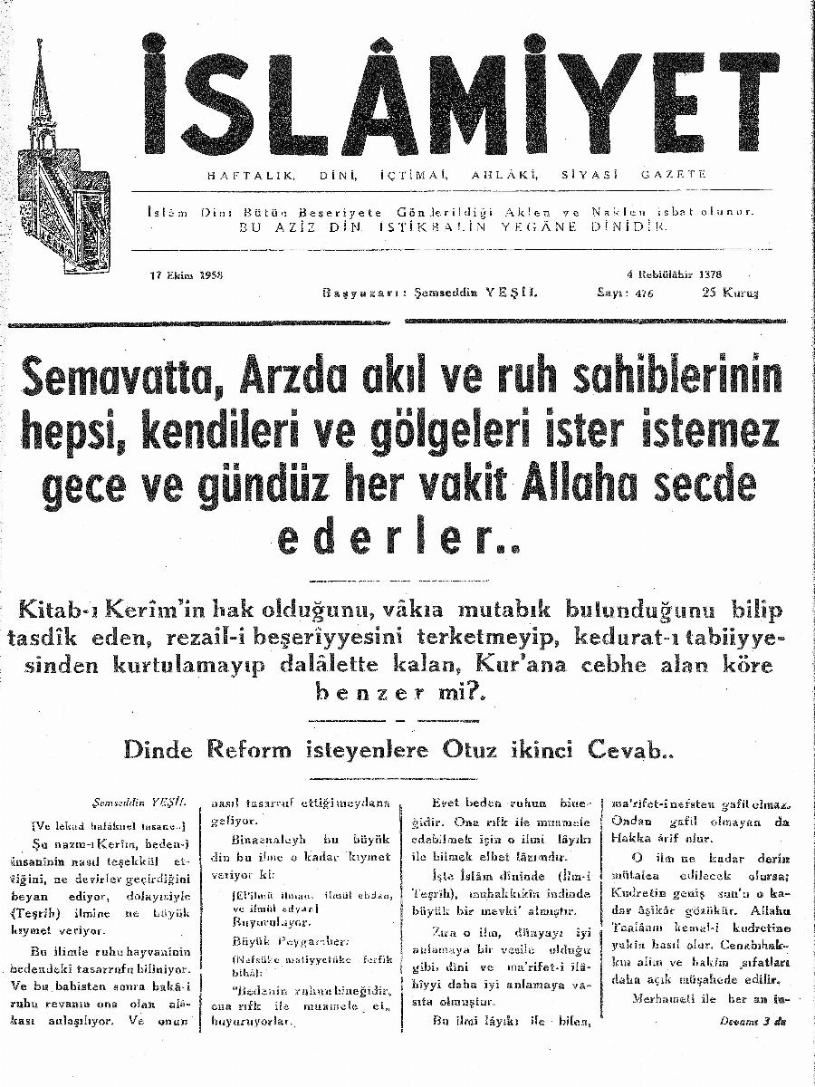 10. Cilt 476. Sayı Kapağı