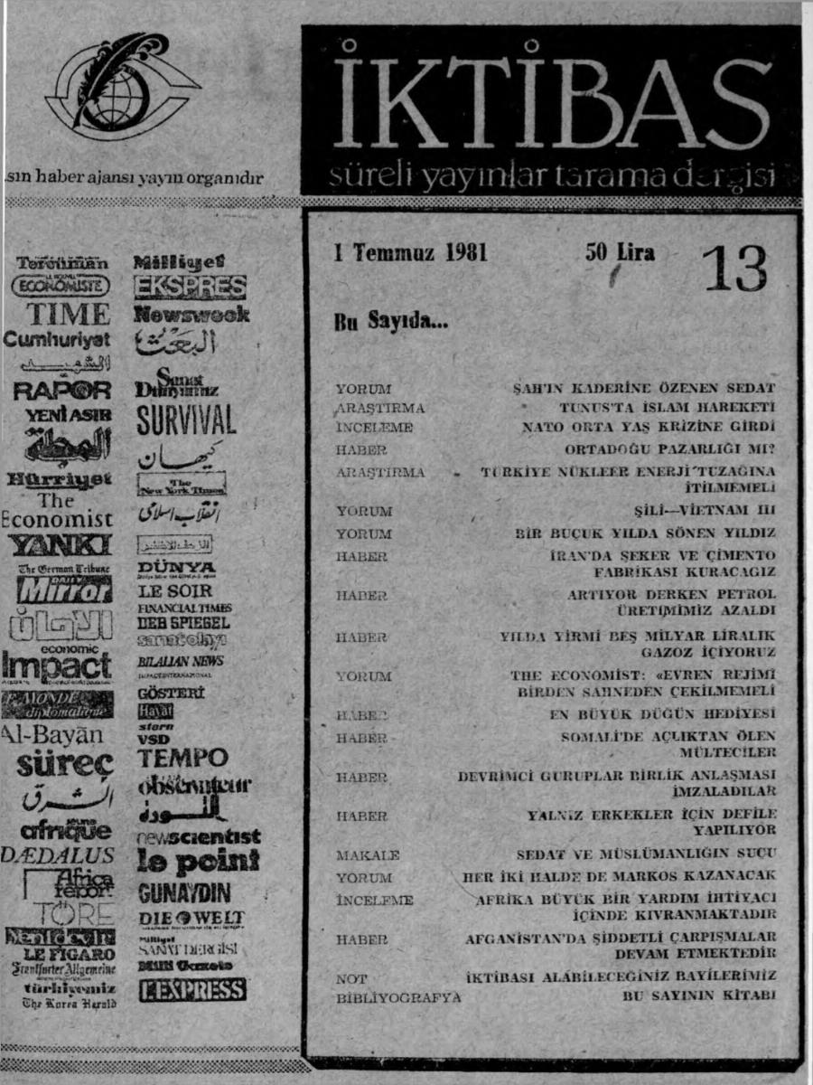 1. Cilt 13. Sayı Kapağı