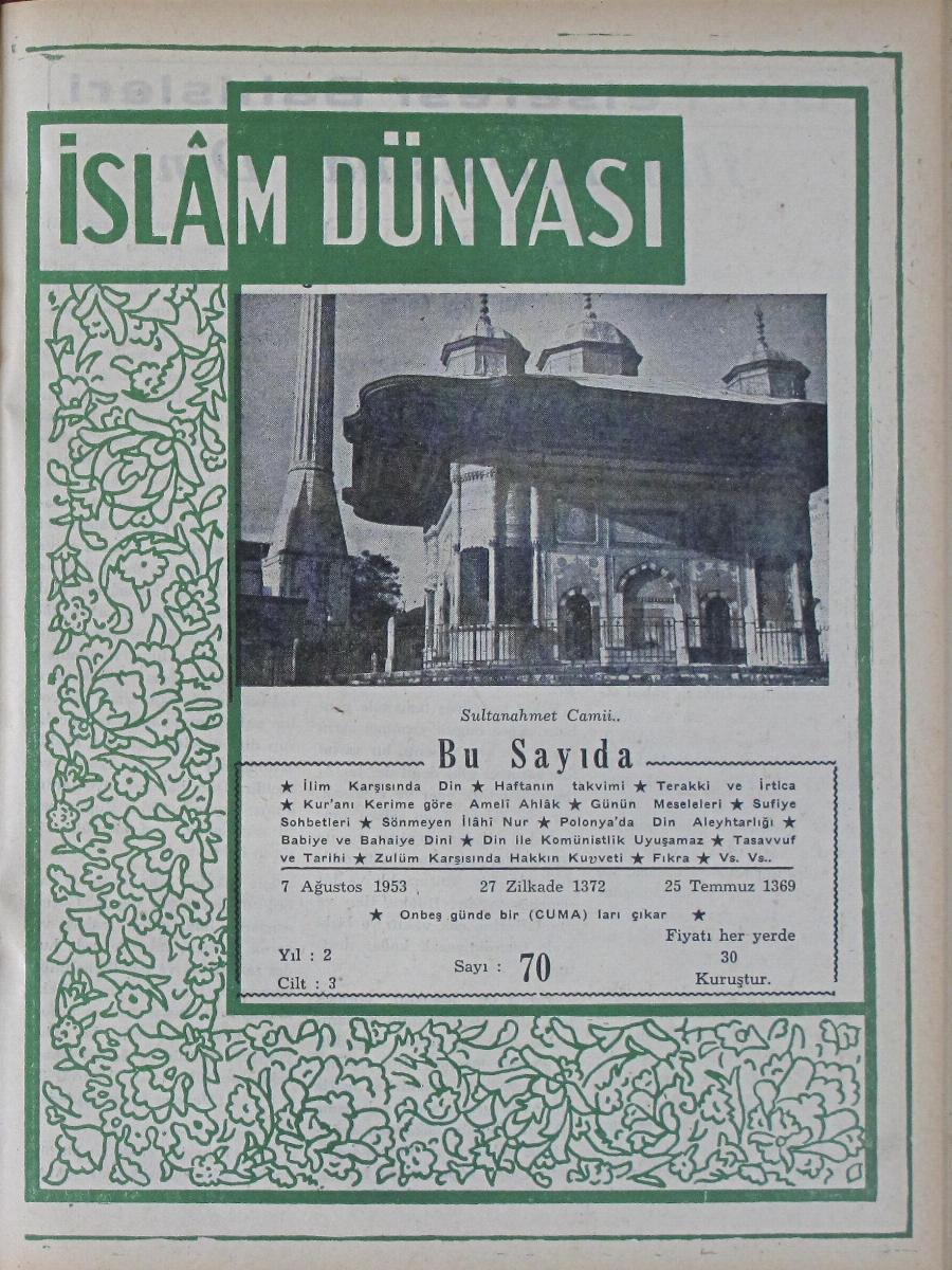 3. Cilt 70. Sayı Kapağı