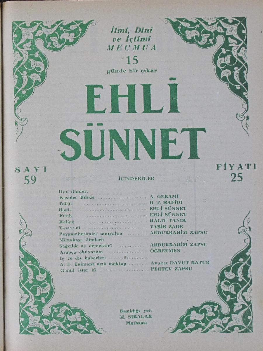 3. Cilt 59. Sayı Kapağı